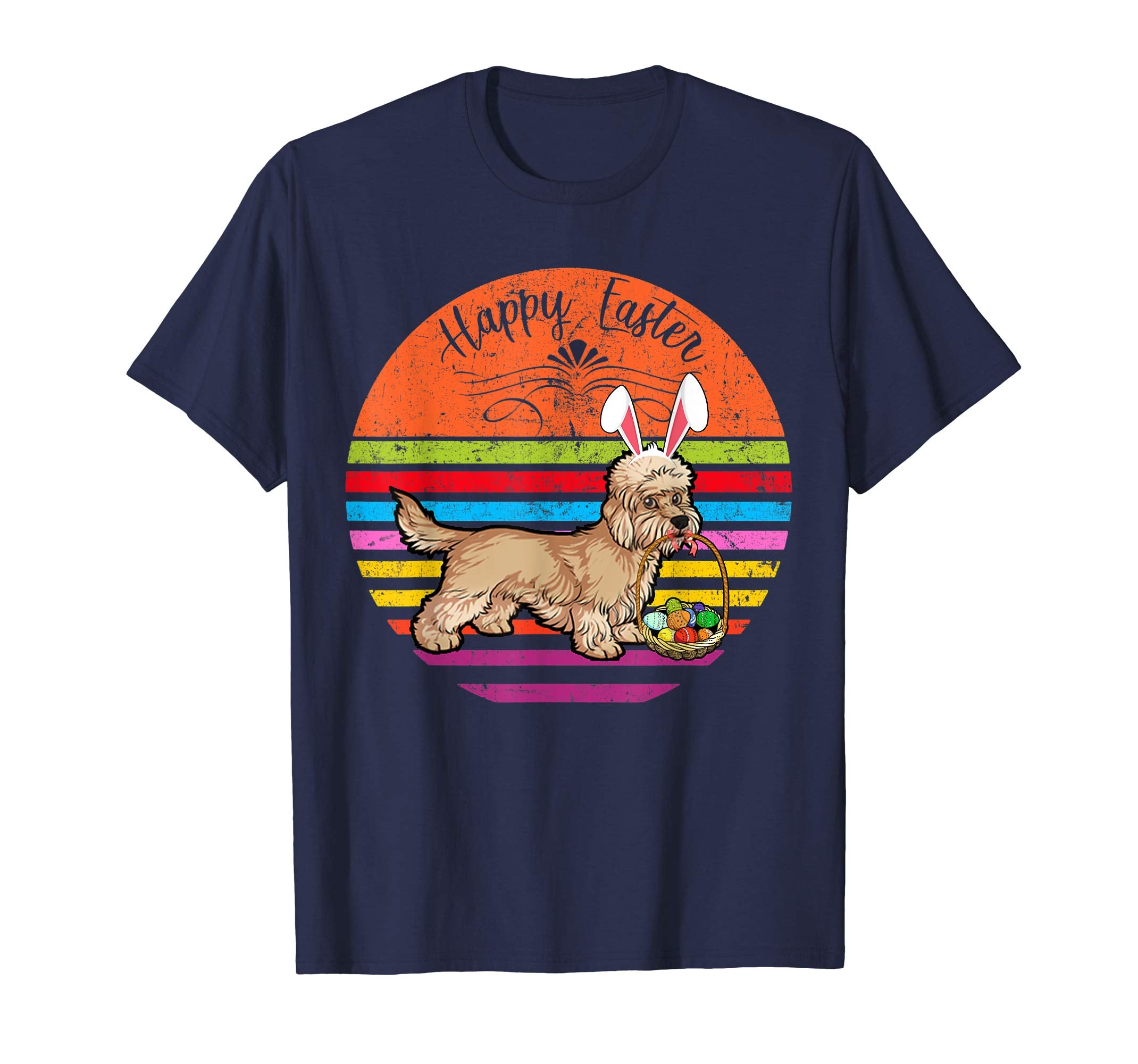 Cute Dandi Dinmont Dog With Bunny Hat Easter Eggs T Shirt