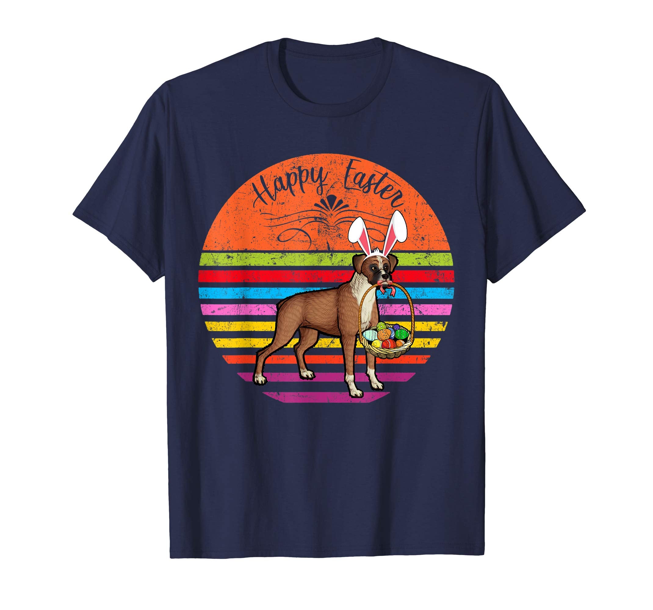 Vintage Boxer Dog Easter Eggs Basket T Shirt