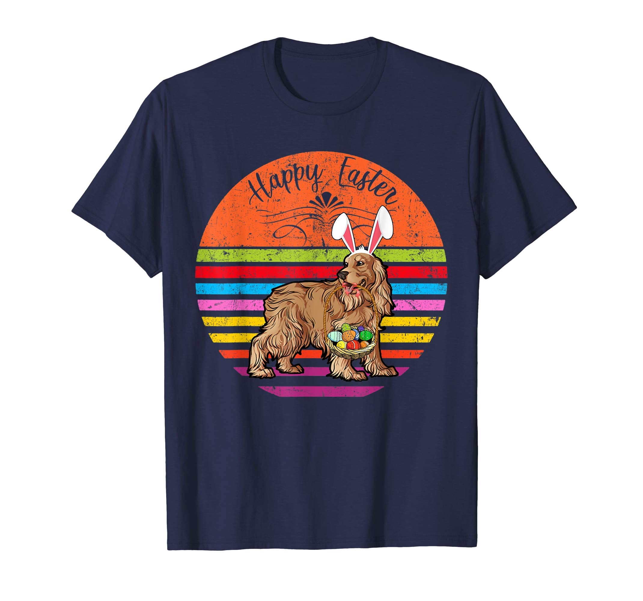 Cute Cocker Spaniel Dog With Bunny Hat Easter Eggs T Shirt