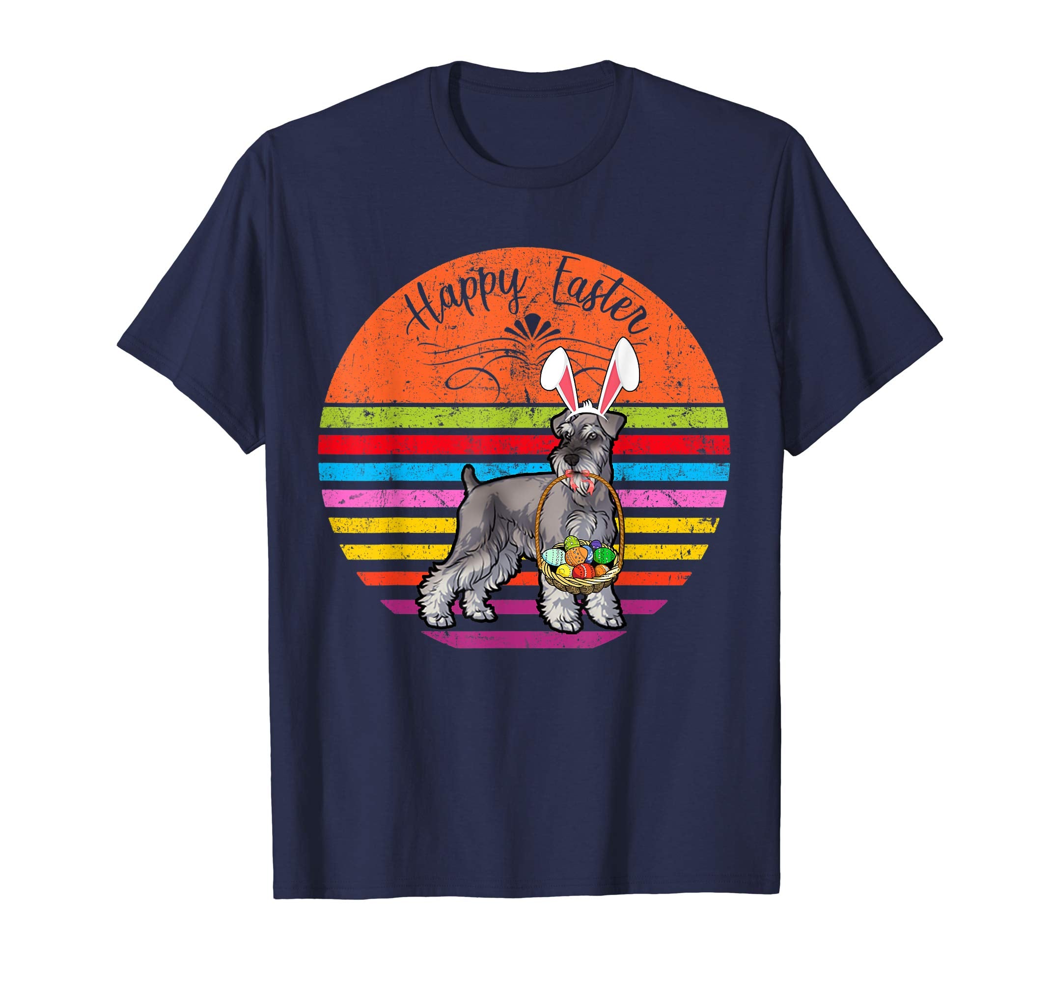 Cute Schnauzer Dog With Bunny Hat Happy Easter Eggs T Shirt