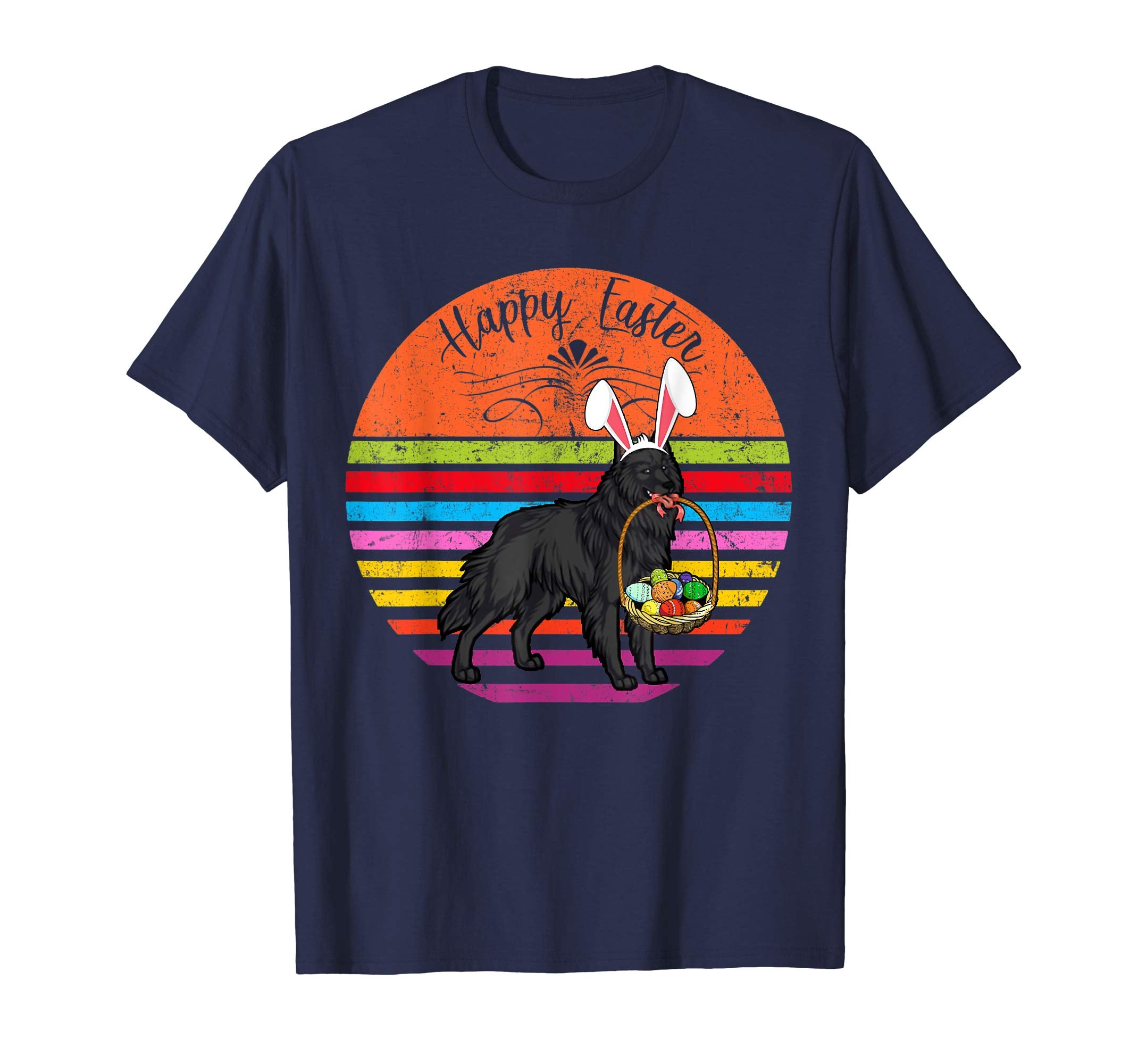Cute Belgian Sheepdog Dog With Bunny Hat Easter Eggs T Shirt