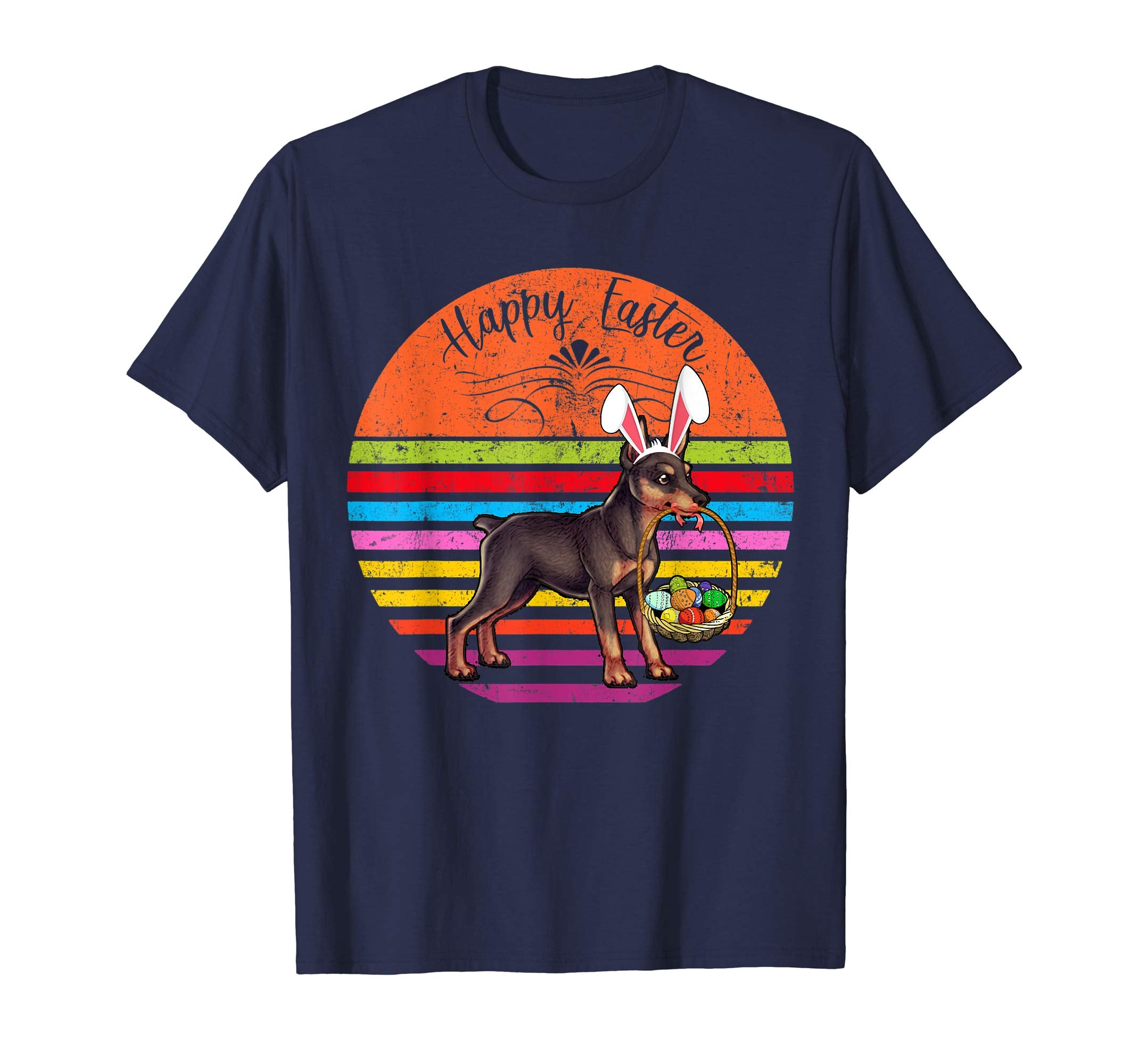 Vintage Miniature Pinscher Dog Easter Eggs Basket T Shirt