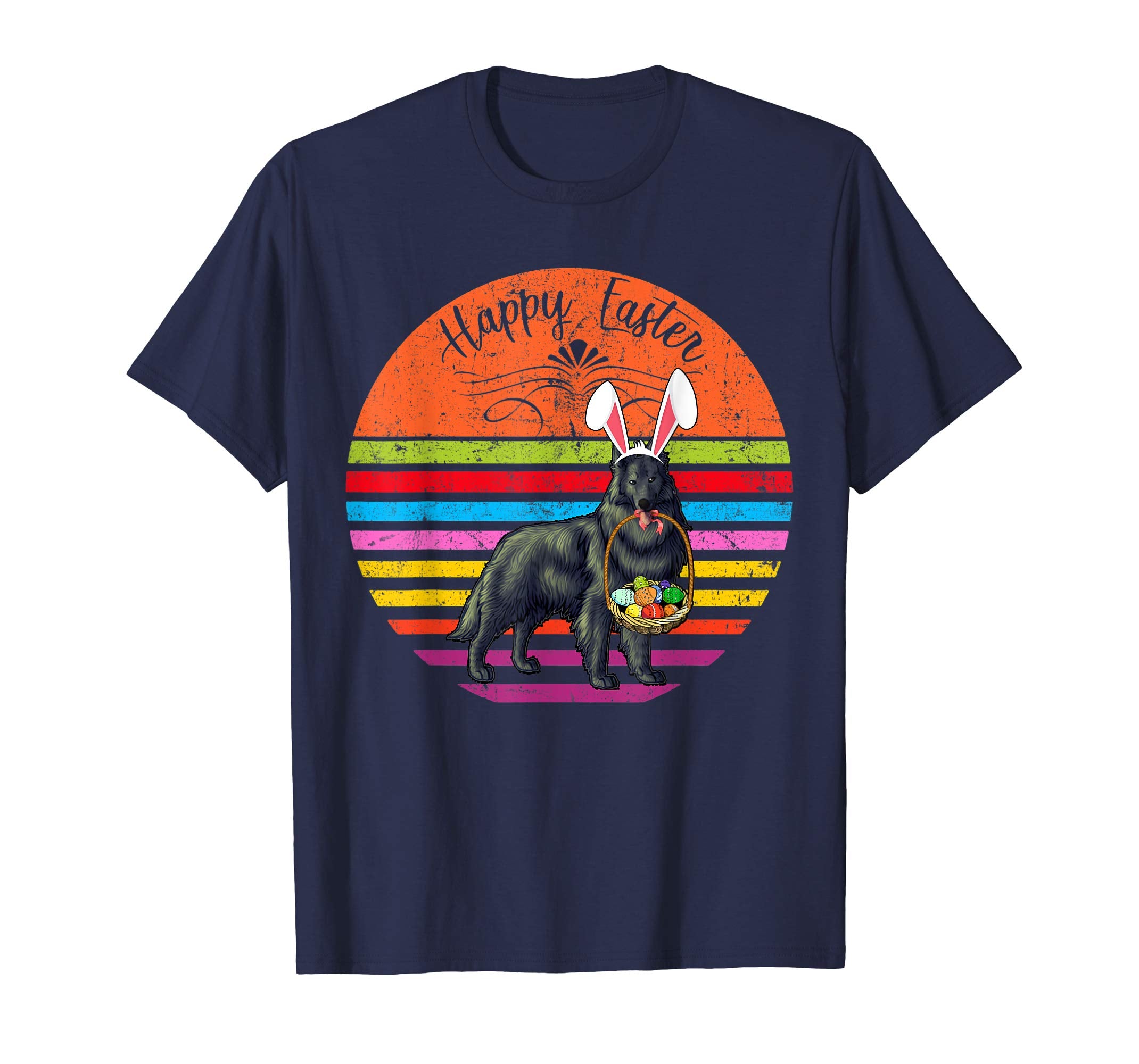Vintage Belgian Sheepdog Dog Easter Eggs Basket T Shirt