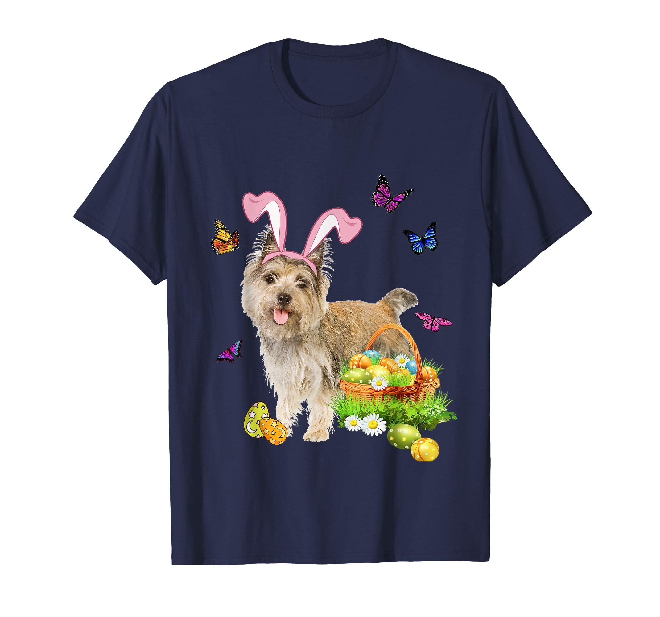 Cairn Terrier Bunny Hat Rabbit Easter Eggs T-Shirt