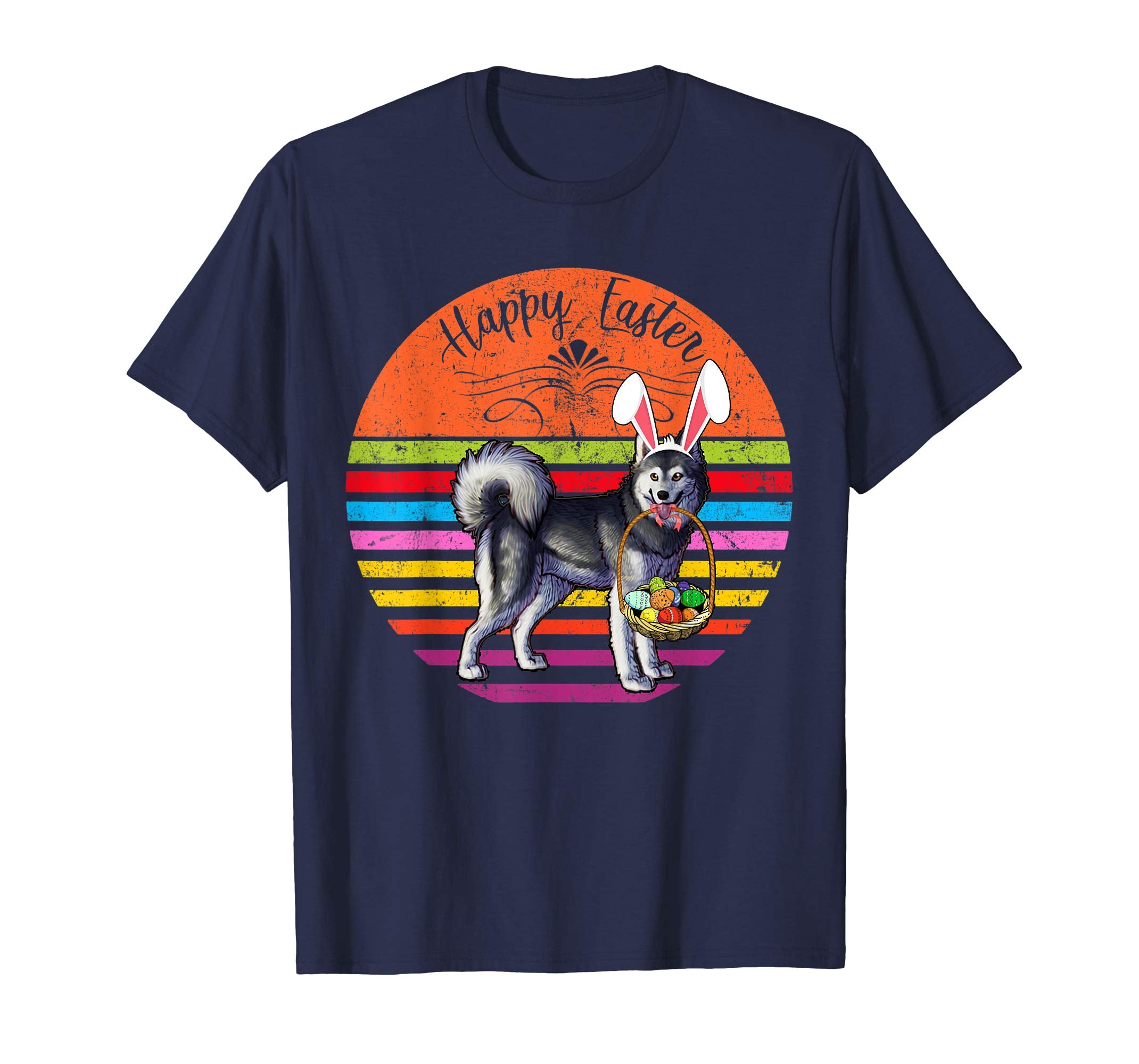 Vintage Alaskan Klee Kai Dog Easter Eggs Basket T Shirt