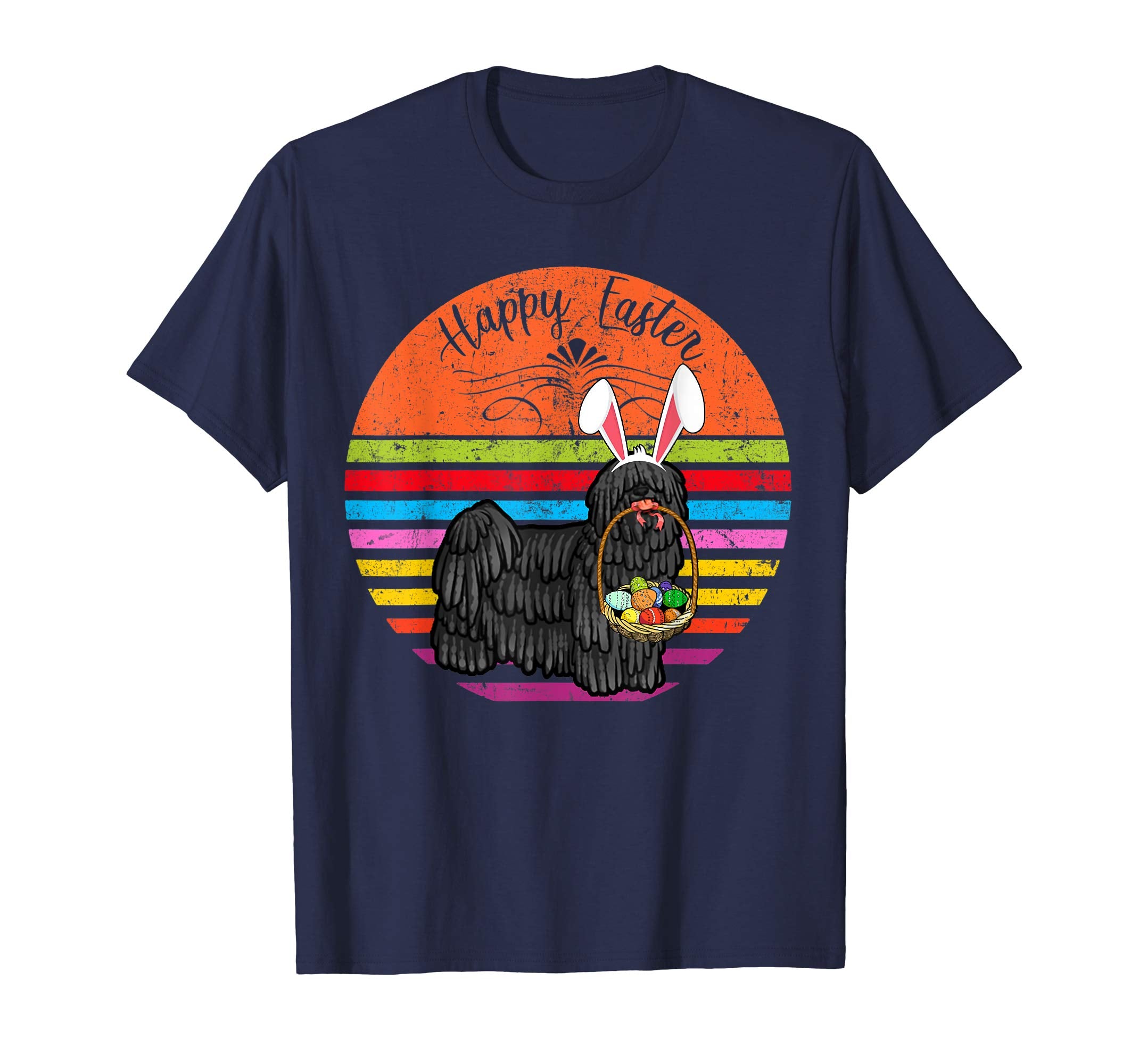 Cute Puli Dog With Bunny Hat Happy Easter Eggs T Shirt