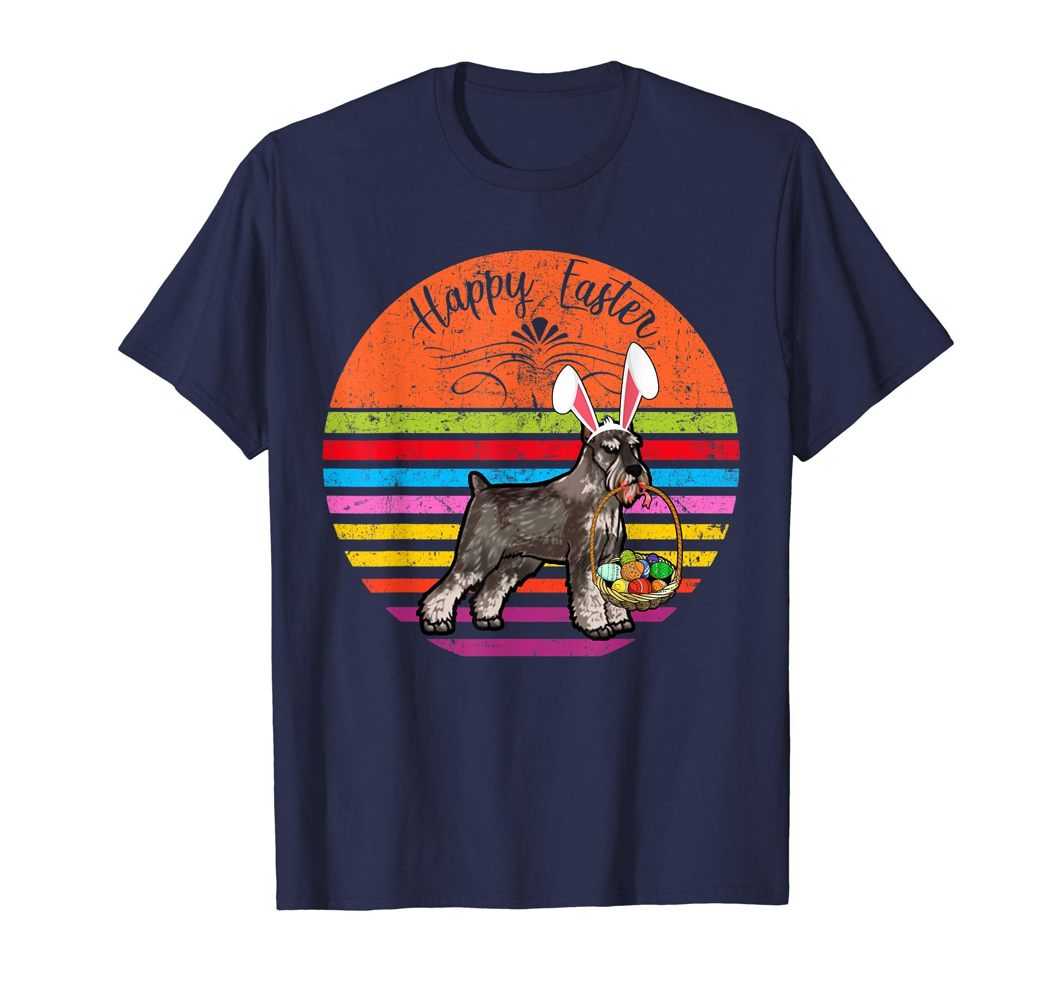 Cute Standard Schnauzer Dog With Bunny Hat Easter Eggs Shirt