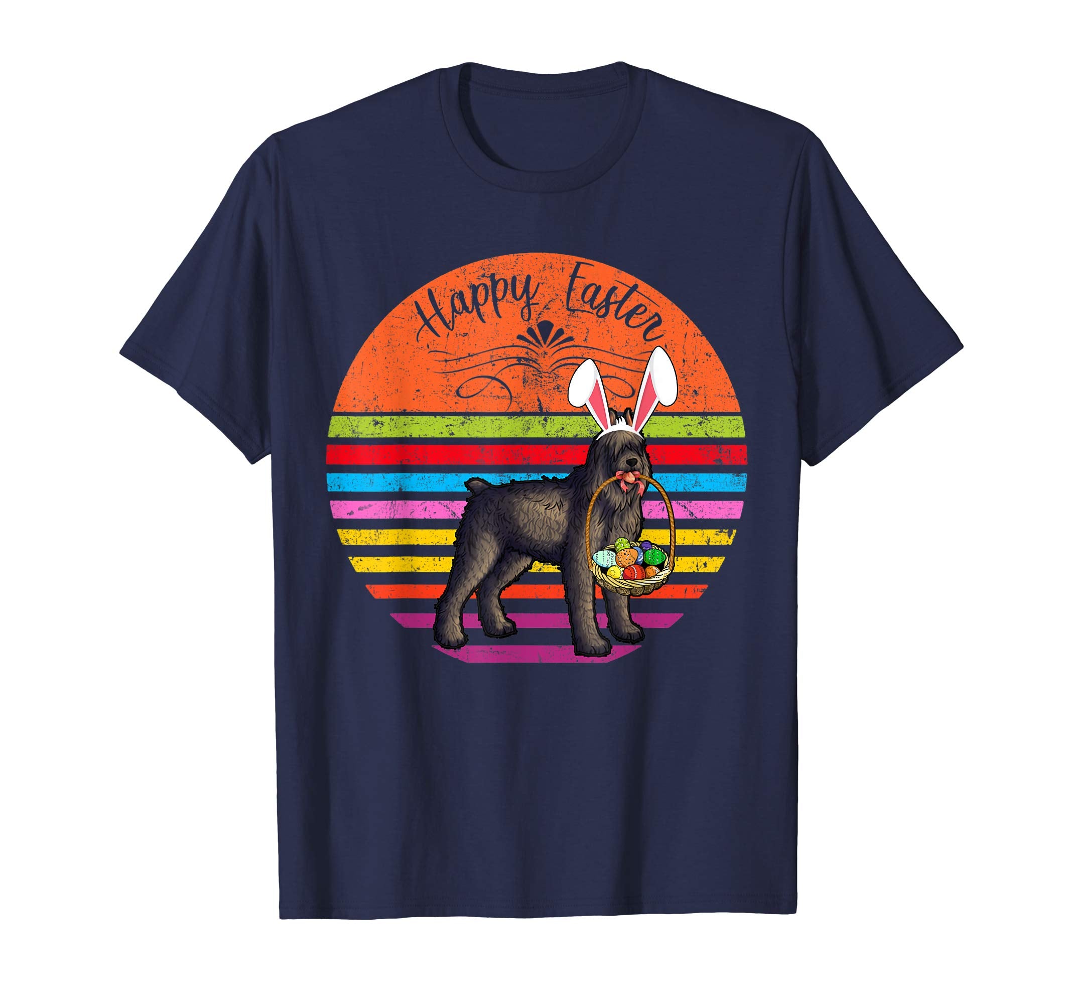 Vintage Bouvier Des Flandres Dog Easter Eggs Basket T Shirt