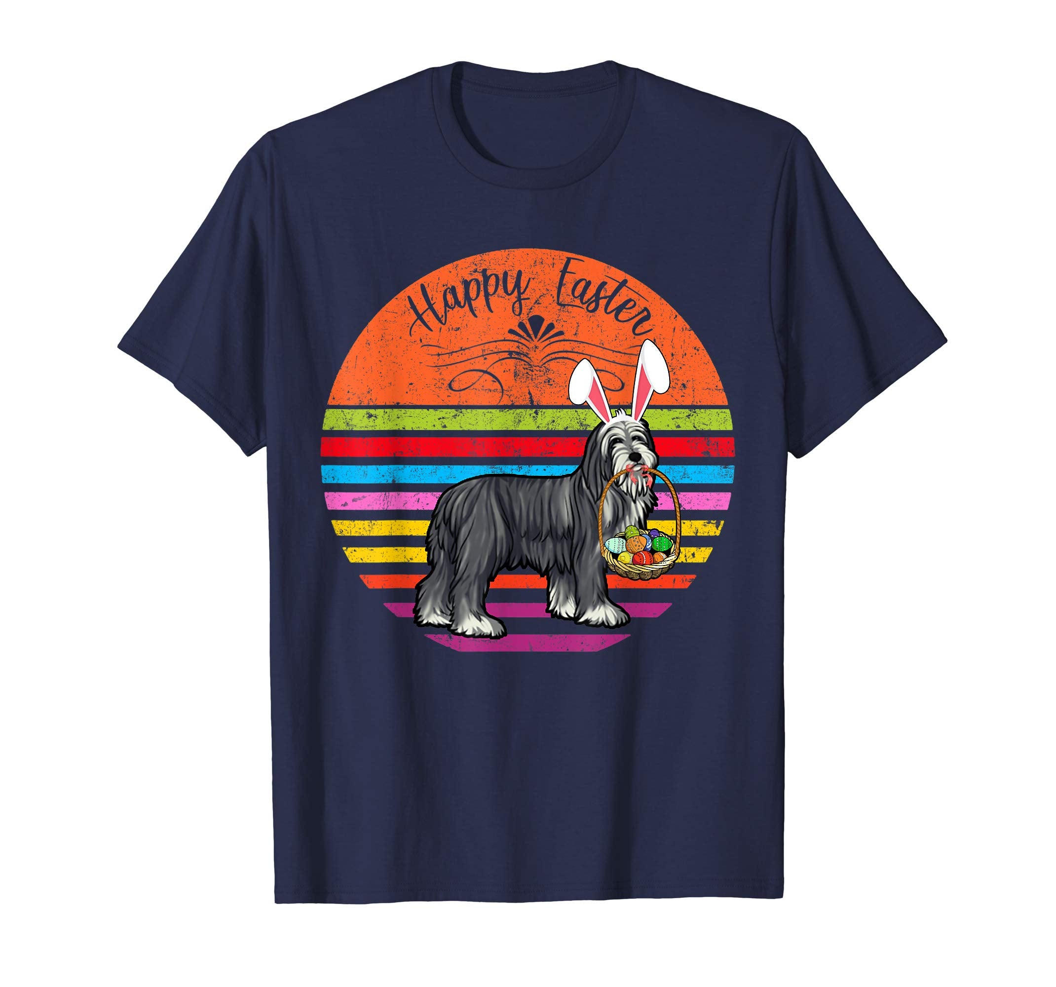 Cute Bearded Collie Dog With Bunny Hat Easter Eggs T Shirt