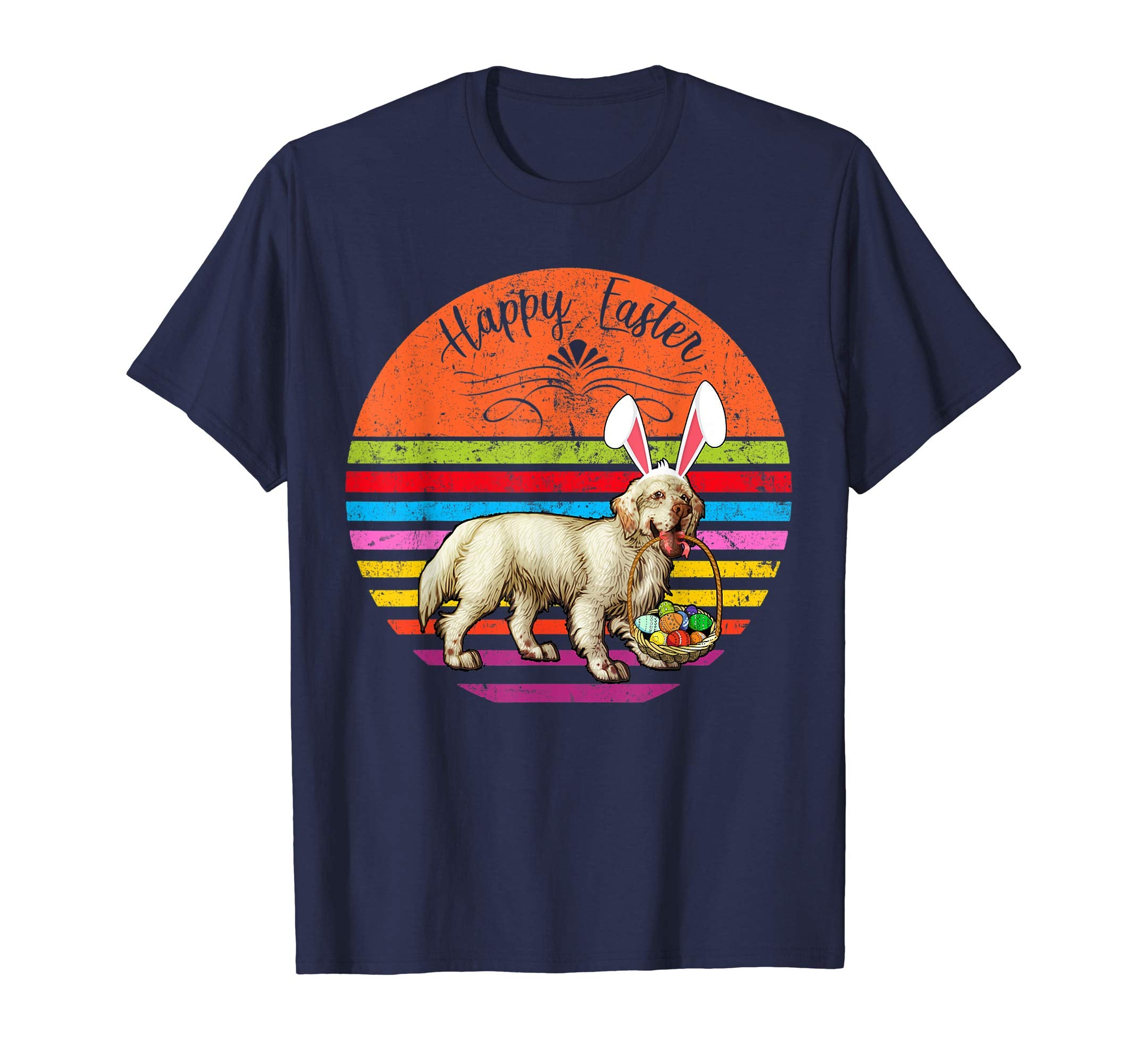 Vintage Clumber Spaniel Dog Easter Eggs Basket T Shirt