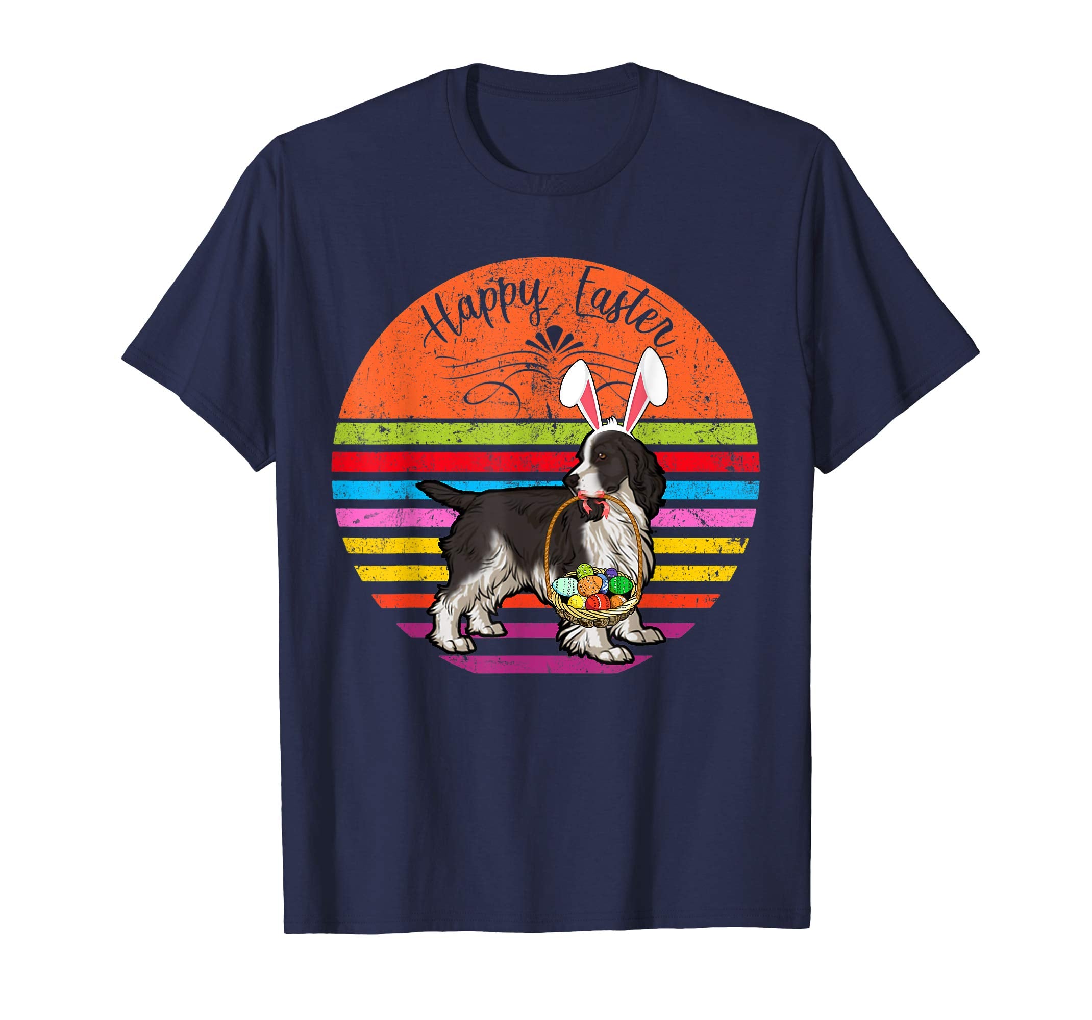 Cute Springer Spaniel Dog With Bunny Hat Easter Eggs T Shirt