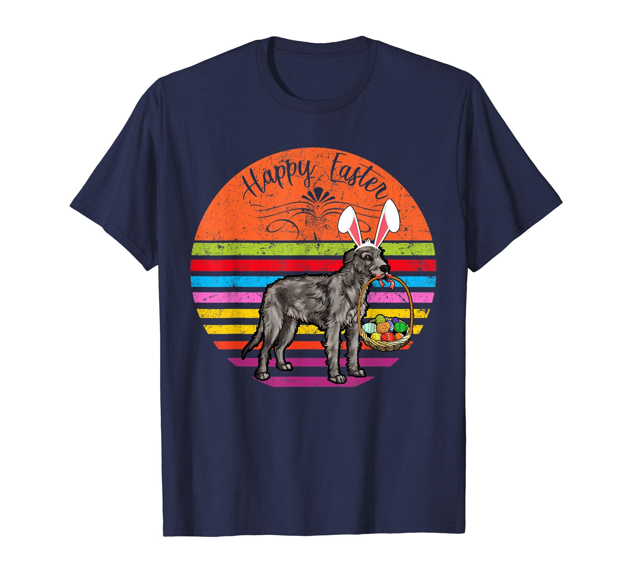 Cute Irish Wolfhound Dog With Bunny Hat Easter Eggs T Shirt