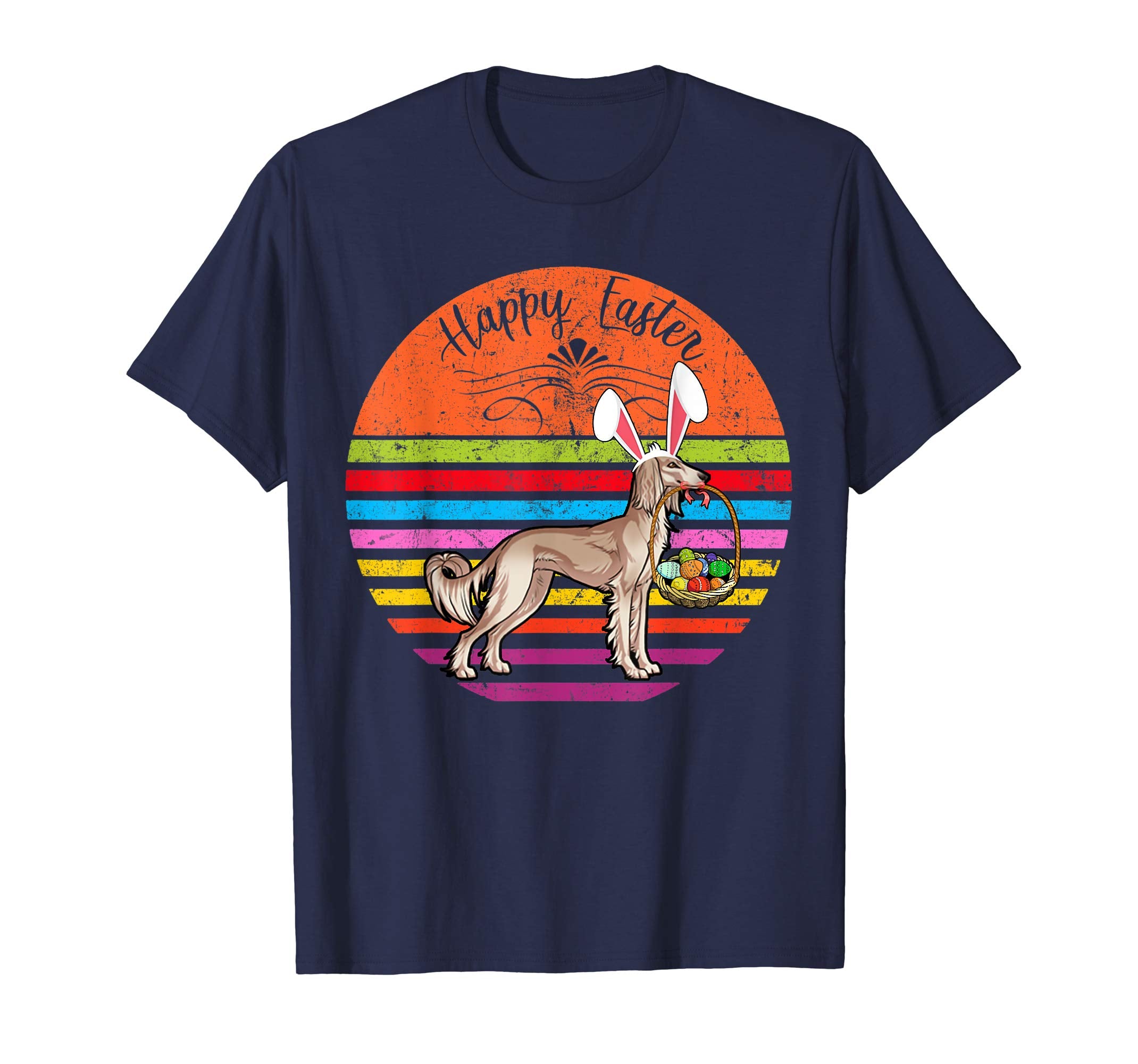 Cute Saluki Dog With Bunny Hat Happy Easter Eggs T Shirt