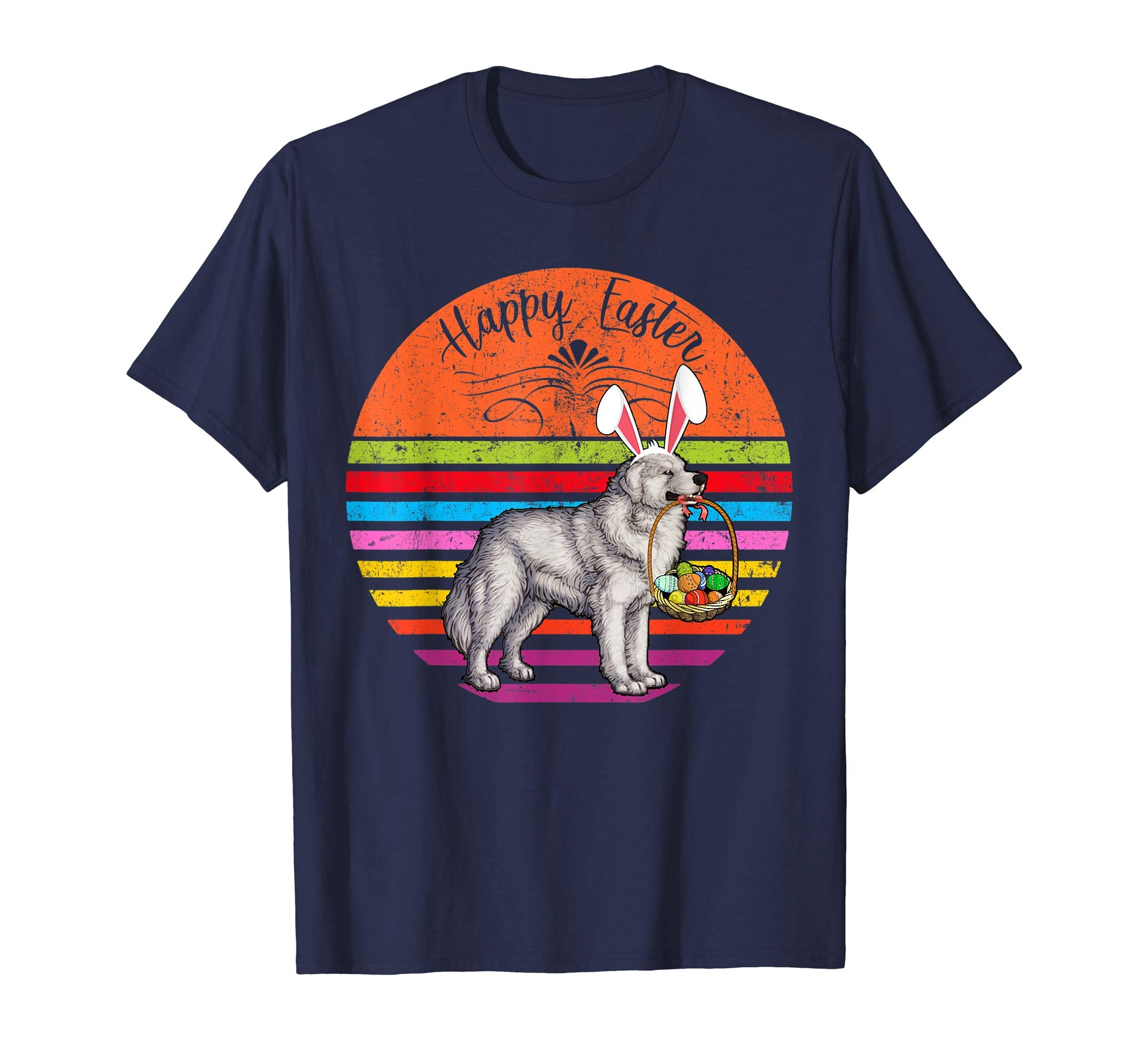Vintage Great Pyrenees Dog Easter Eggs Basket T Shirt