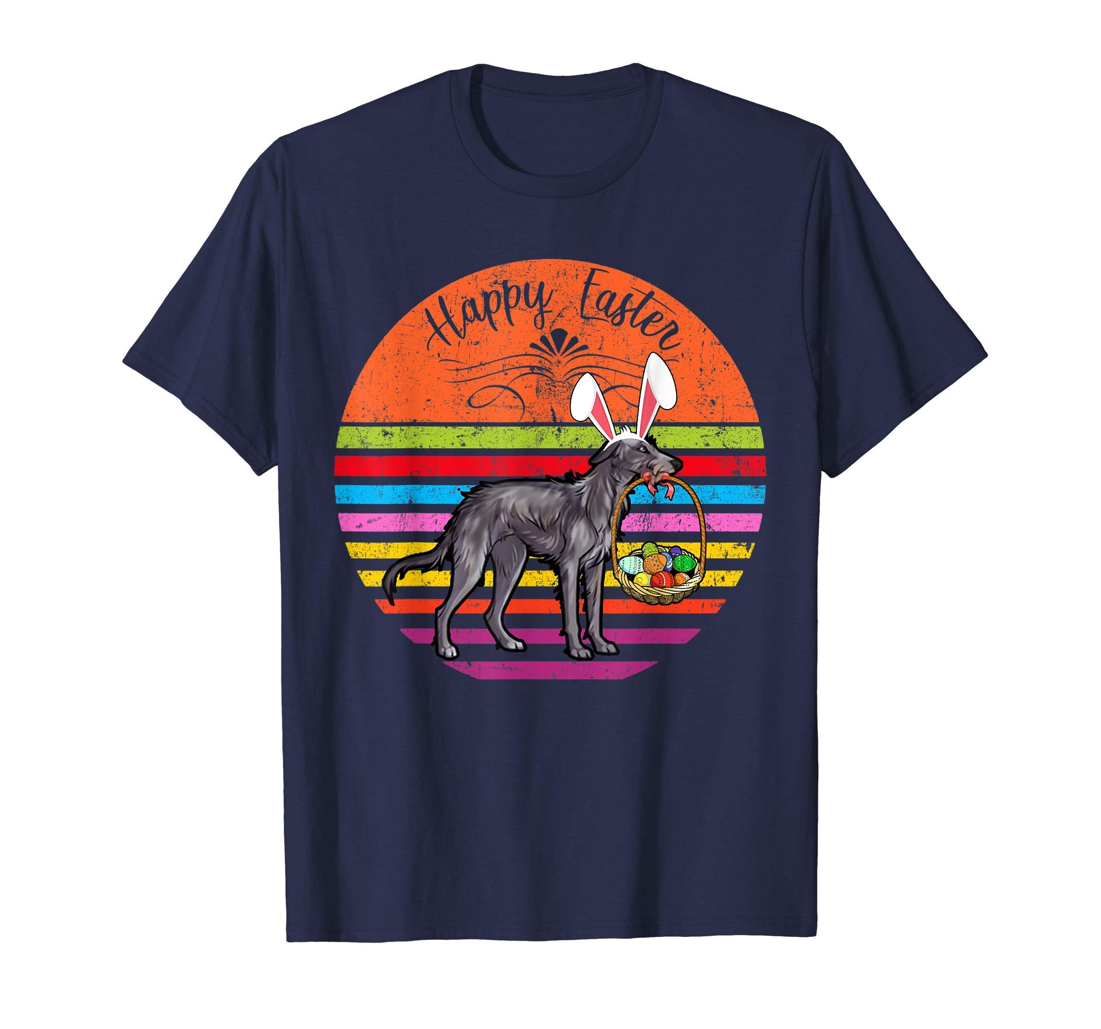 Cute Scottish Deerhound Dog With Bunny Hat Easter Eggs Shirt
