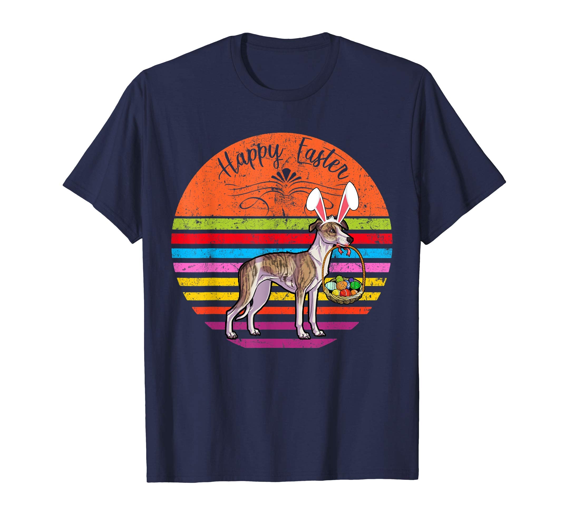 Cute Whippet Dog With Bunny Hat Happy Easter Eggs T Shirt