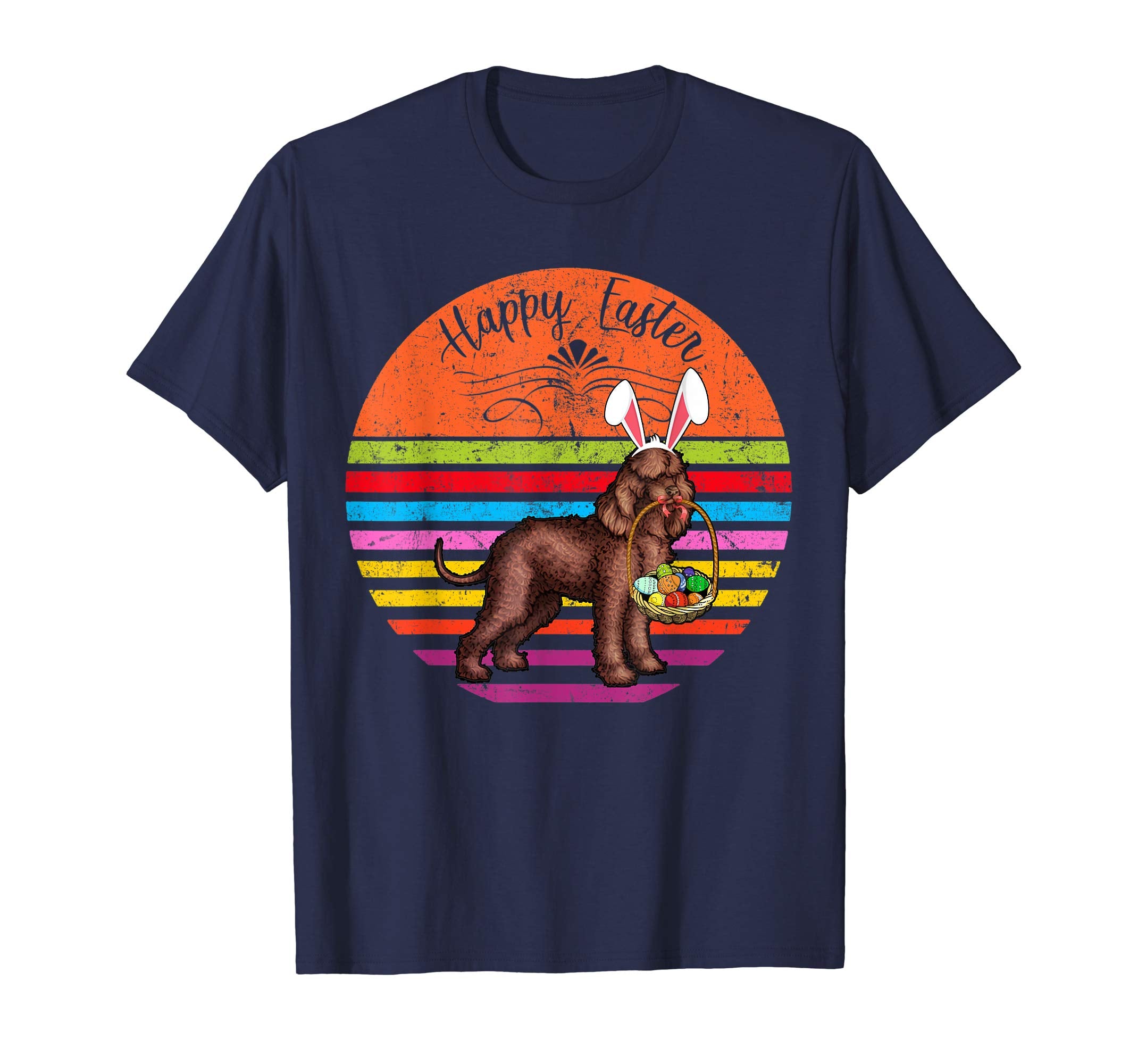 Vintage Irish Water Spaniel Dog Easter Eggs Basket T Shirt