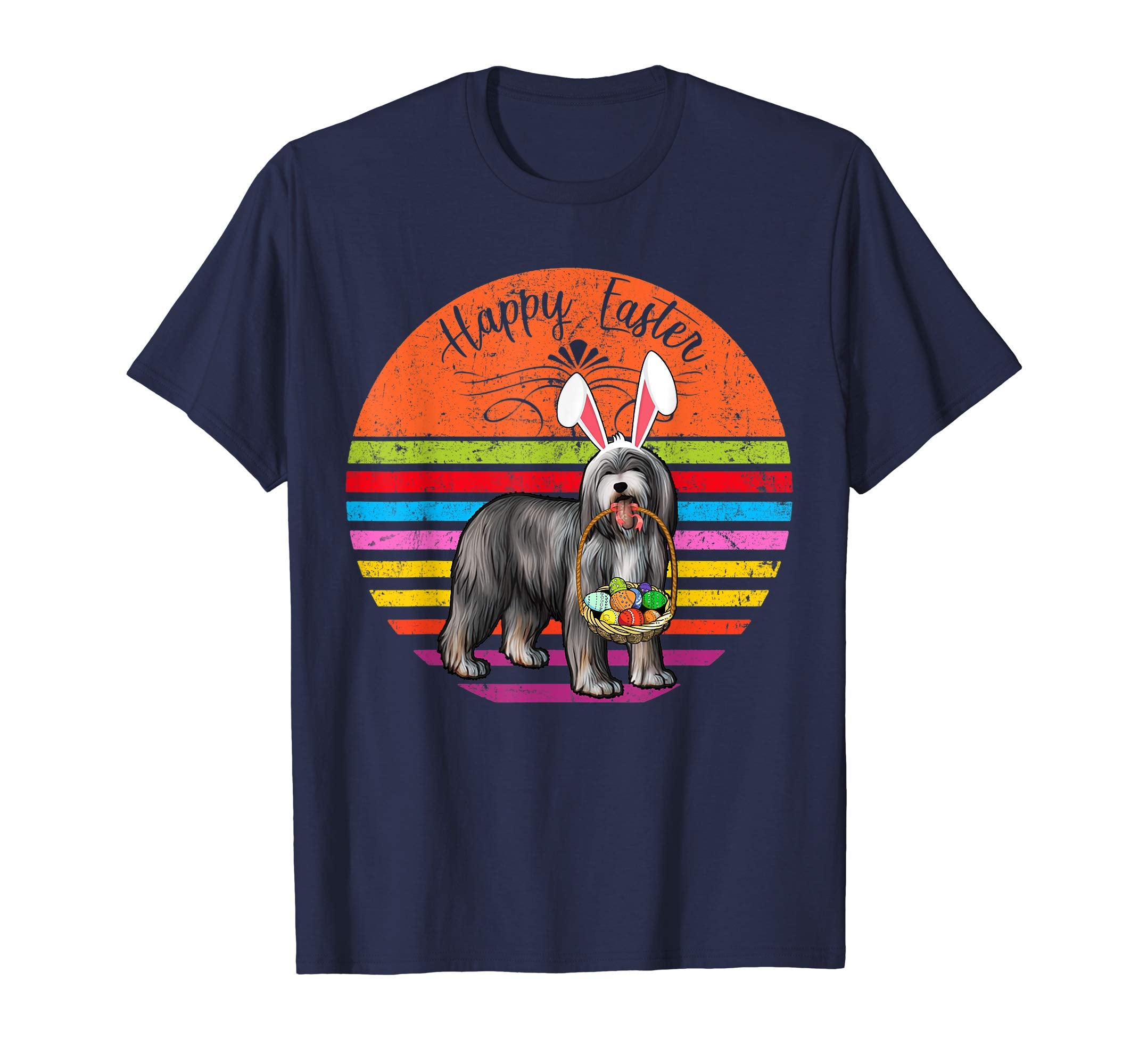 Vintage Bearded Collie Dog Easter Eggs Basket T Shirt