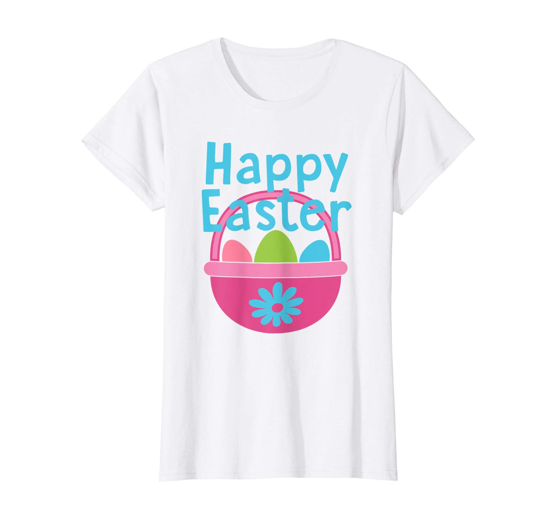 HAPPY EASTER Egg Basket Shirt Girls Kids Toddlers Women Gift