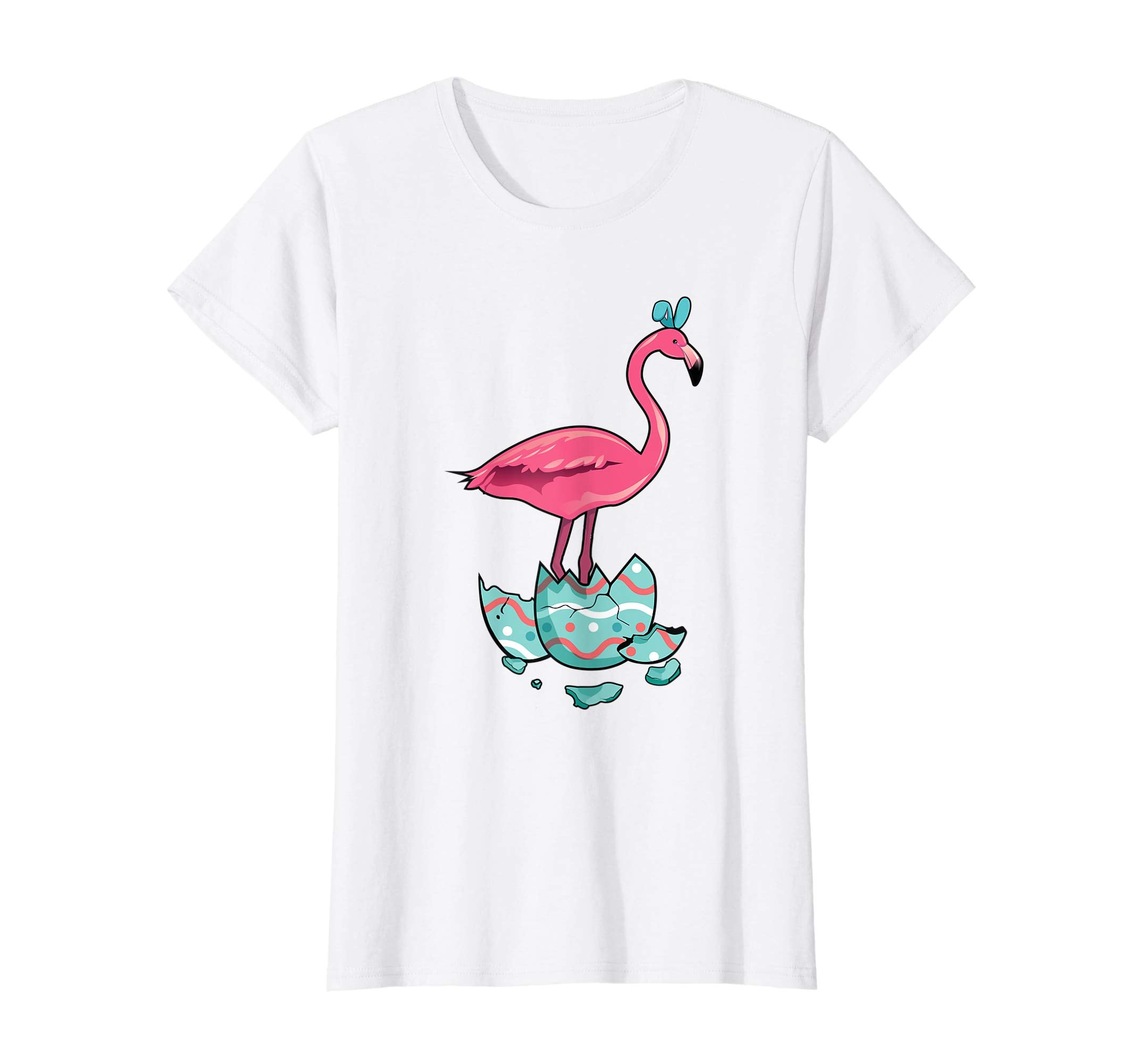 Funny Pink Flamingo Girls Easter Egg Bunny T-Shirt