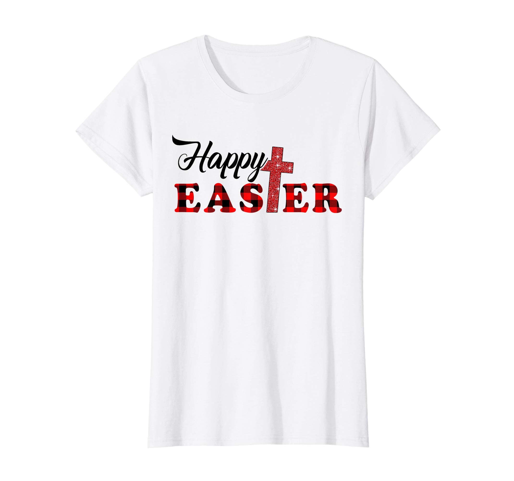 Happy Easter buffalo plaid Cross T shirt for Men Women