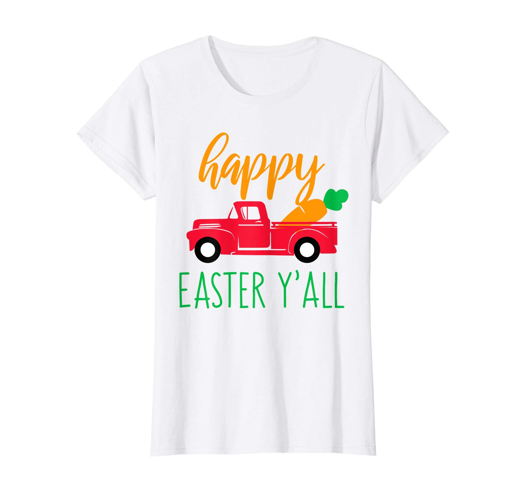 Womens Happy Easter Yall Red Truck with Carrot T Shirt for Mom Son