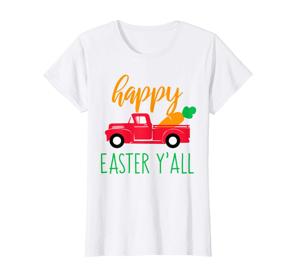 Womens Happy Easter Yall Red Truck with Carrot T Shirt for Mom Son