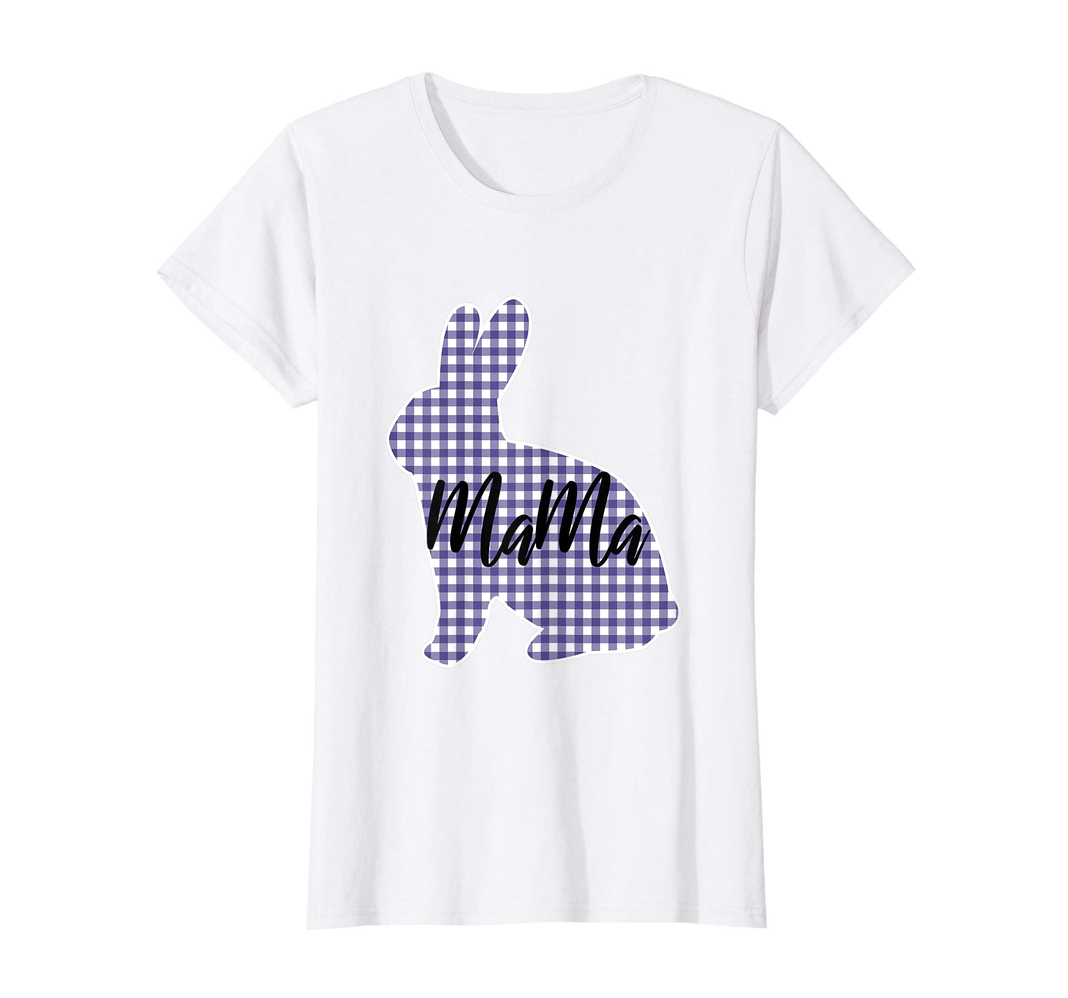 Womens Mama Bunny Blue Check TShirt Funny Easter Present for Mom