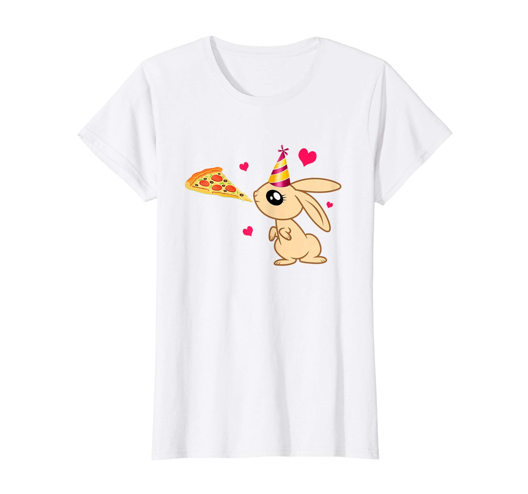 Cute Rabbit Love Pizza Hearts T-shirt-Easter Bunny T-shirt