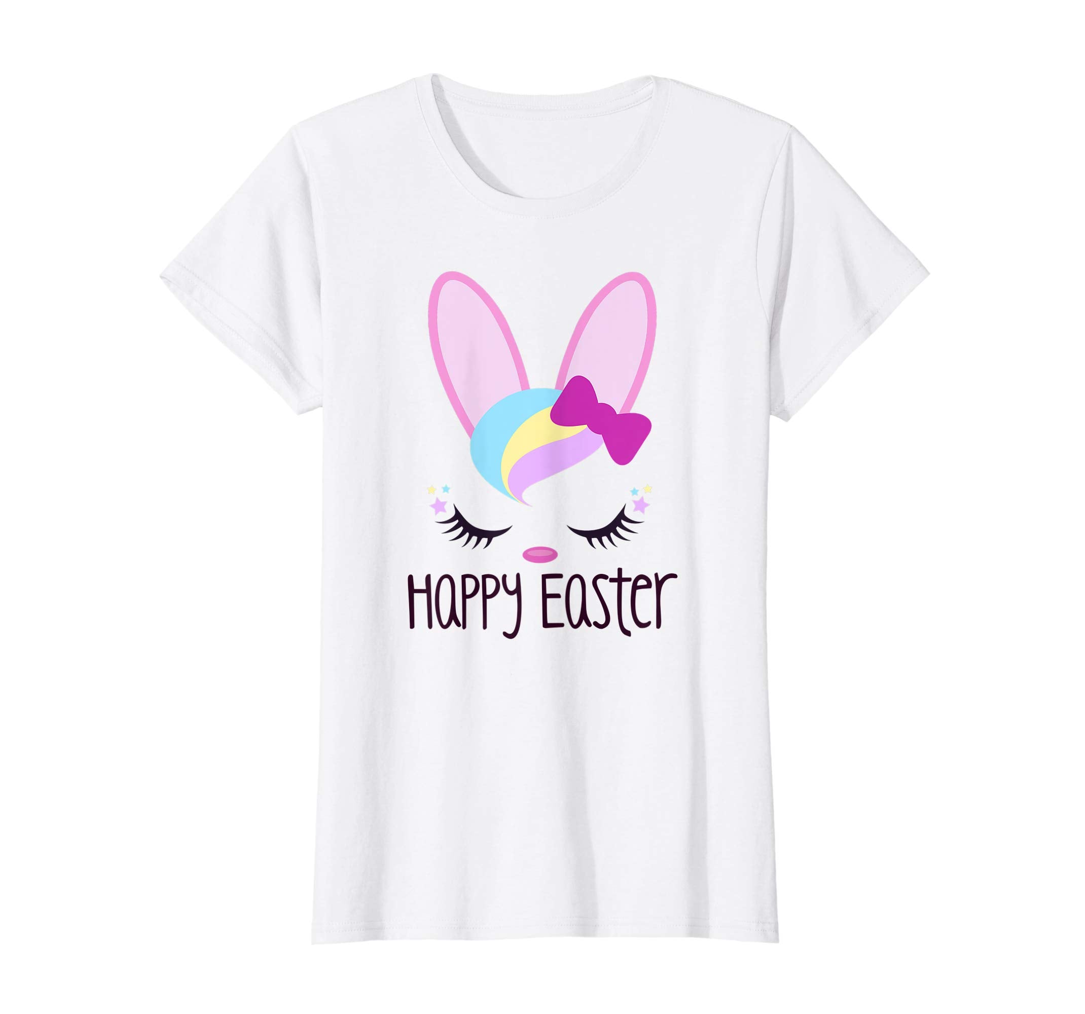 Bunny Face HAPPY EASTER Shirt Girls Kid Toddler Love Bunnies