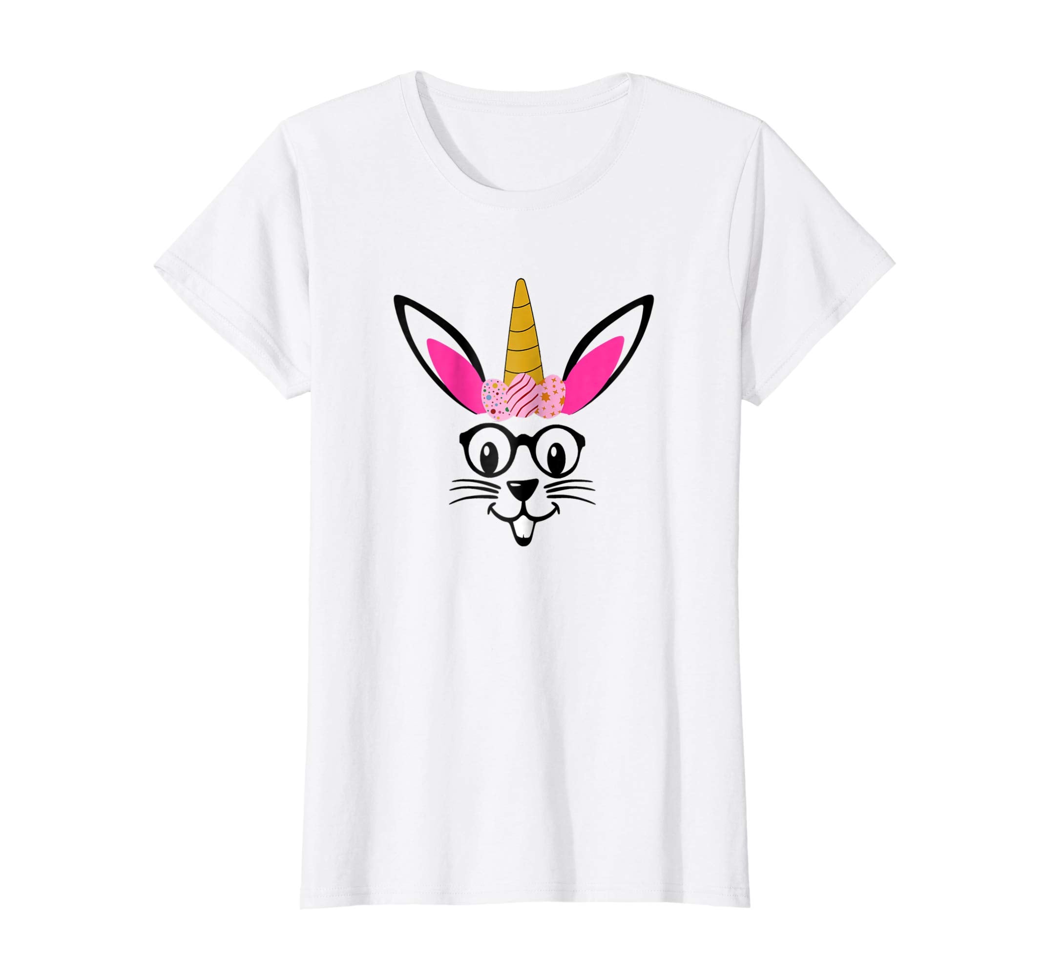 Easter Eggs Unicorn Crown Nerdy Hipster Bunny Face T-Shirt