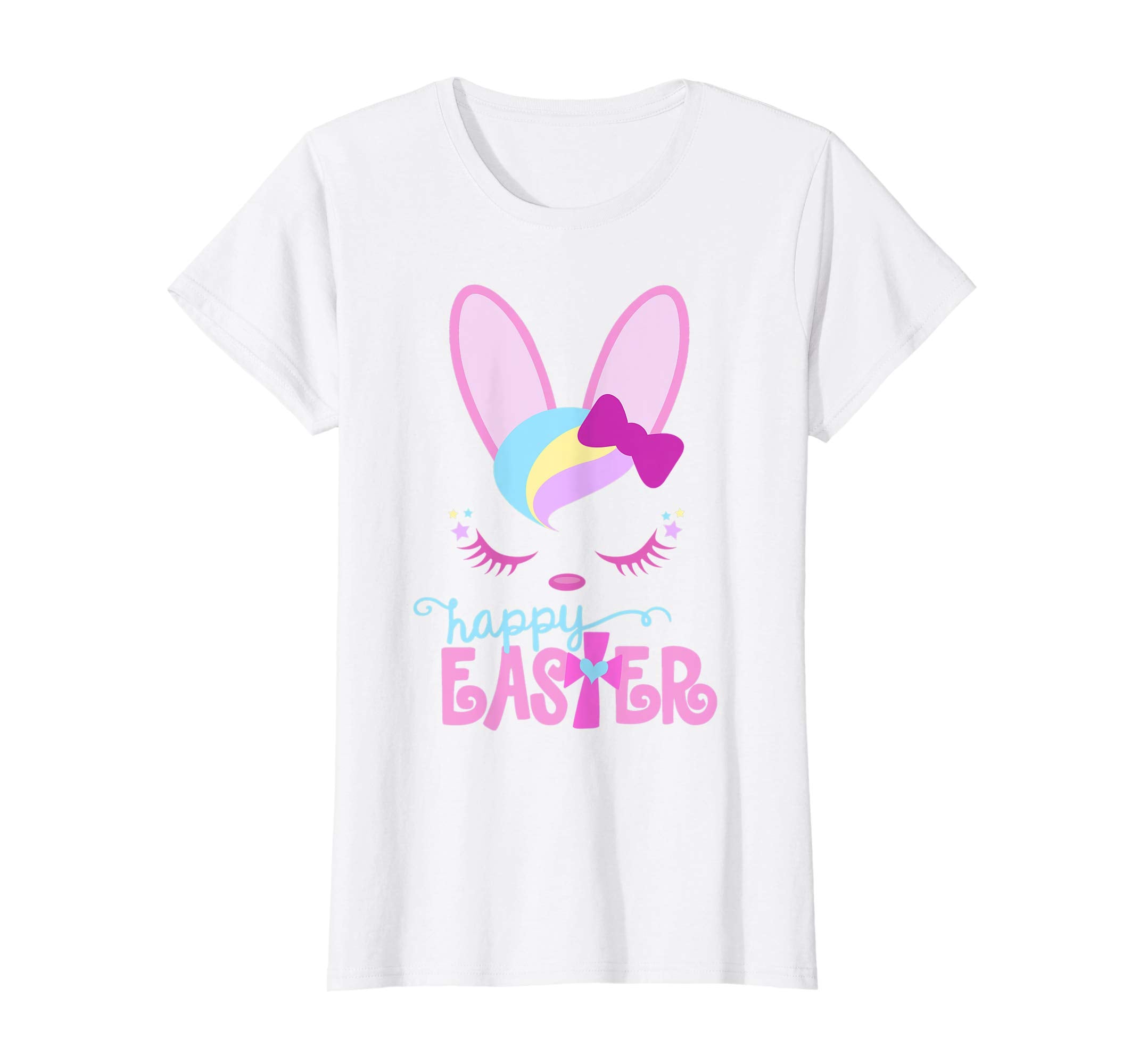 HAPPY EASTER Bunny Sleeping Face Christian Shirt Girls Women