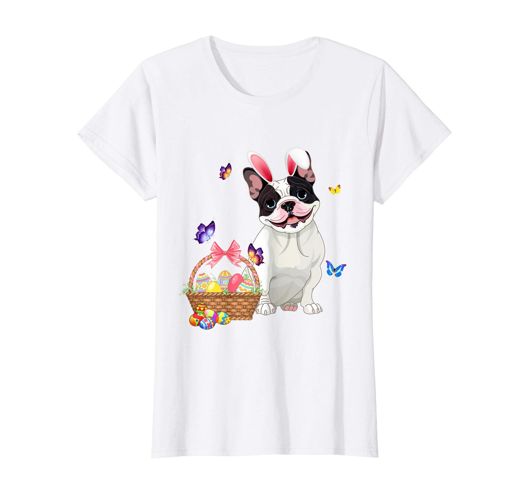 Funny Frech Bulldog Bunny with Eggs Easter T shirt Dog lover
