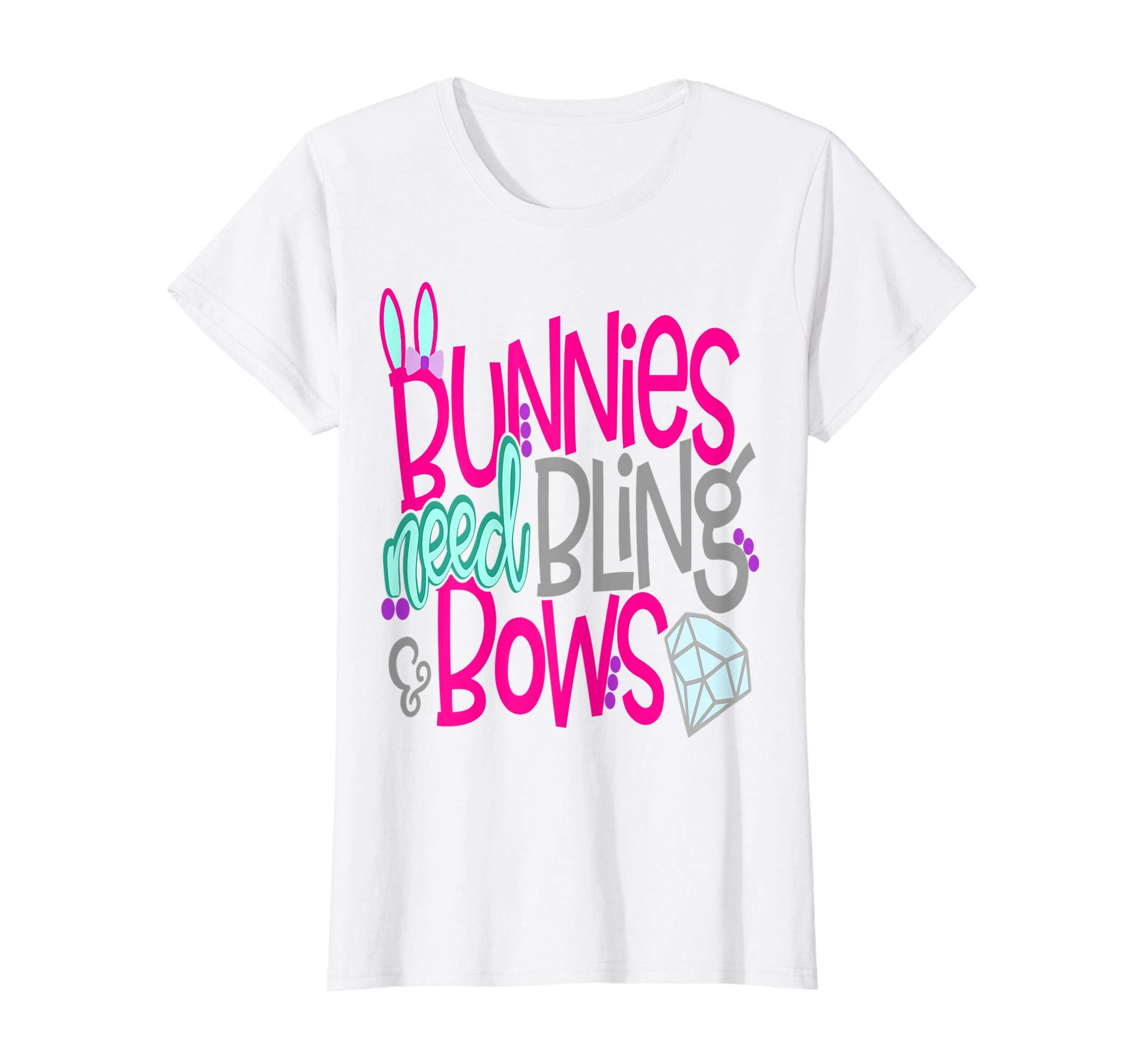 Bunnies Need Bling and Bows Cute Easter Bunny Shirt Girls