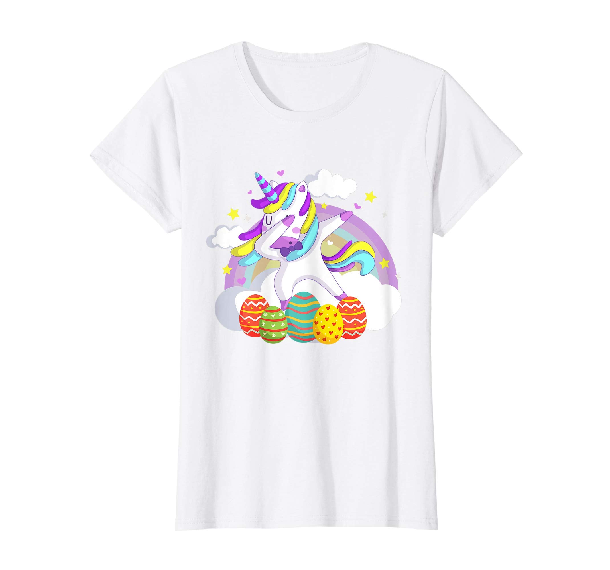 Unicorn Dabbing Rainbow Easter Bunny T-Shirt for Kids Girls