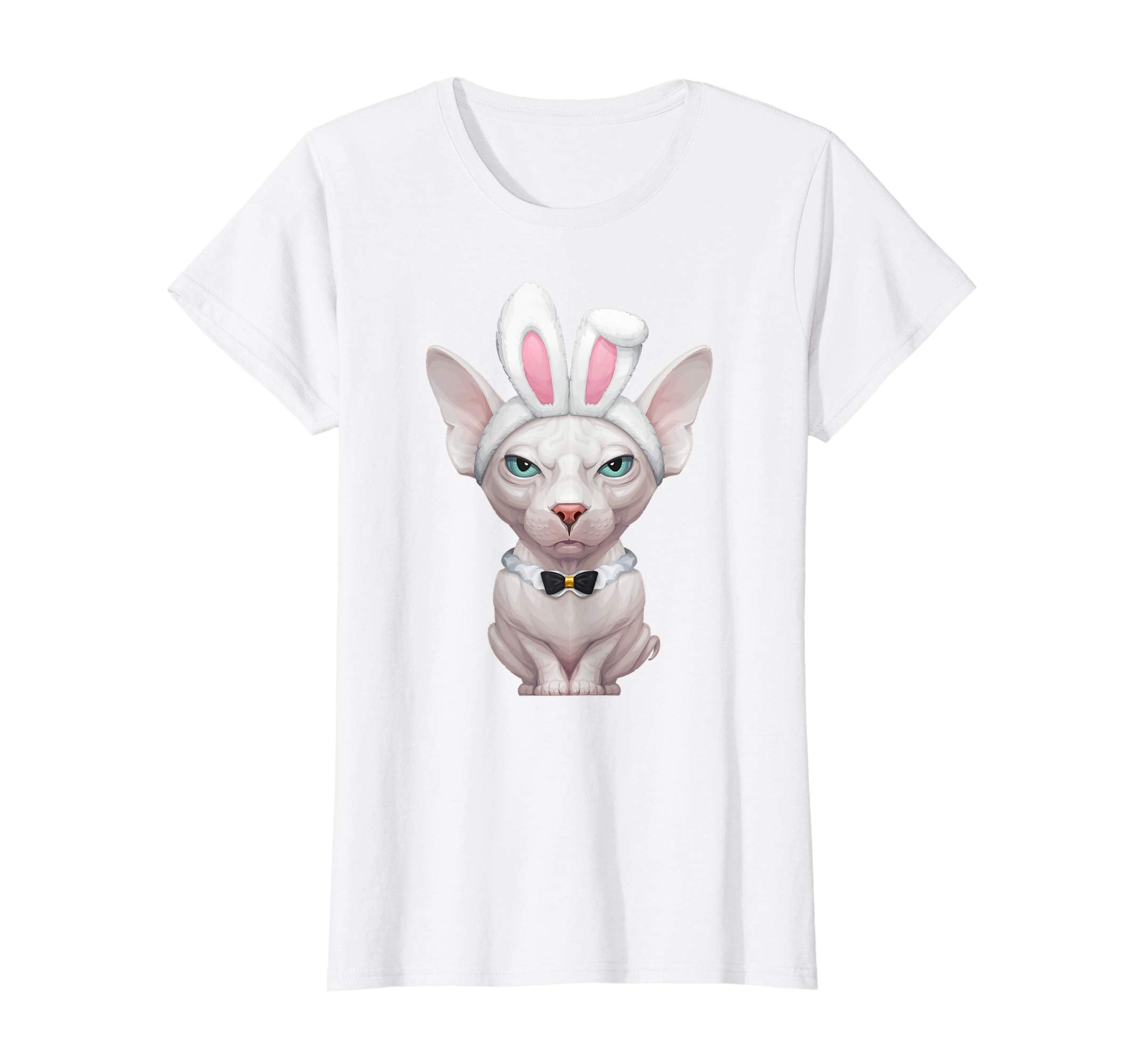 White Sphynx Cat in the Easter Bunny Costume T-Shirt