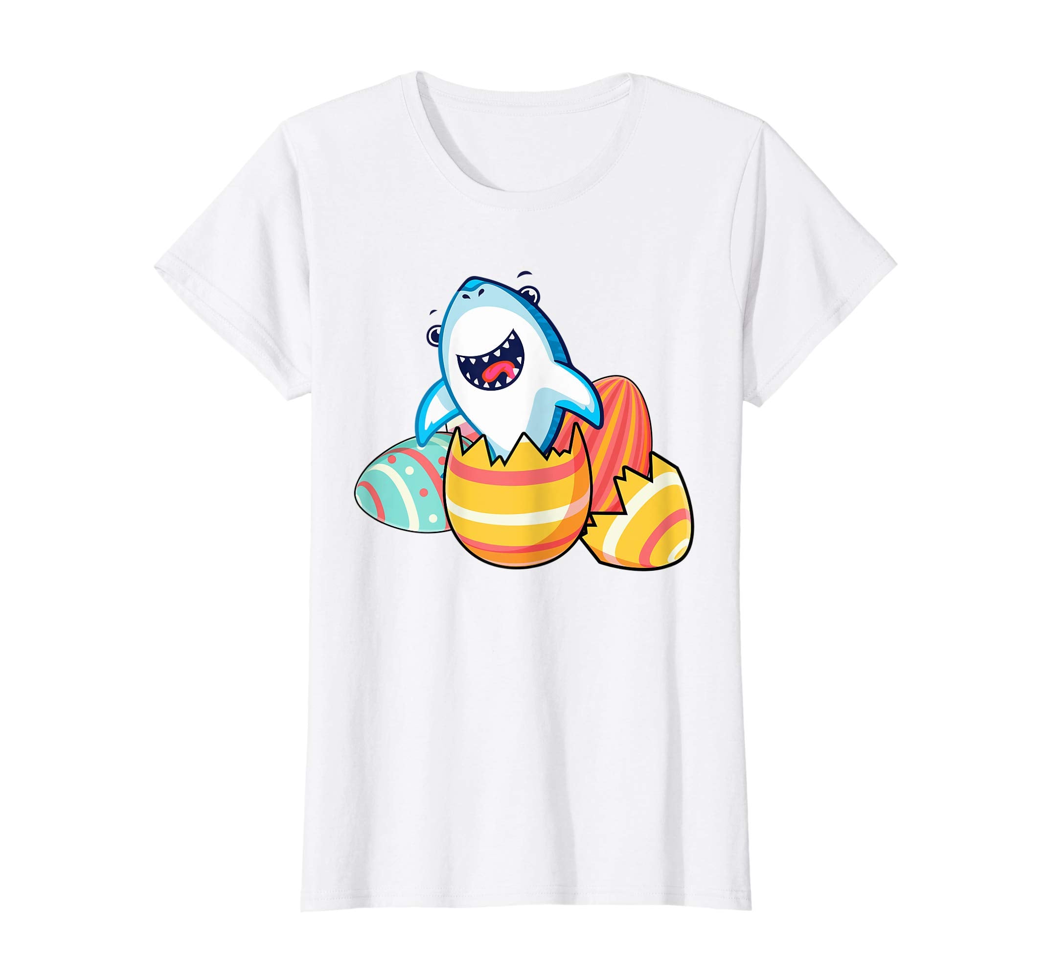 Funny Shark Happy Easter Cute Eggs Boys Kids Girl Shirt Gift