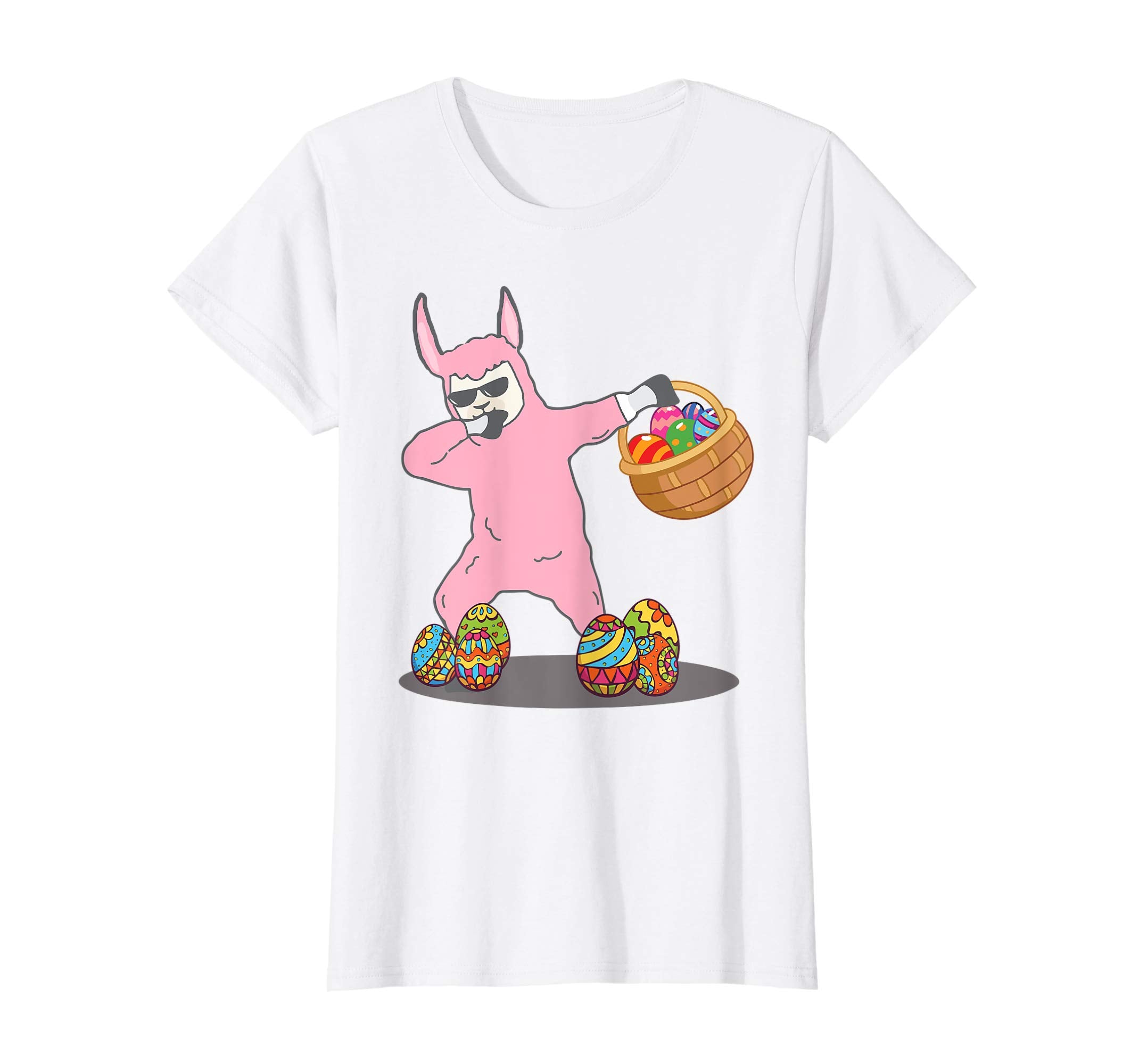 Cute Dabbing Llama Easter Bunny Egg Basket Tshirt Gifts