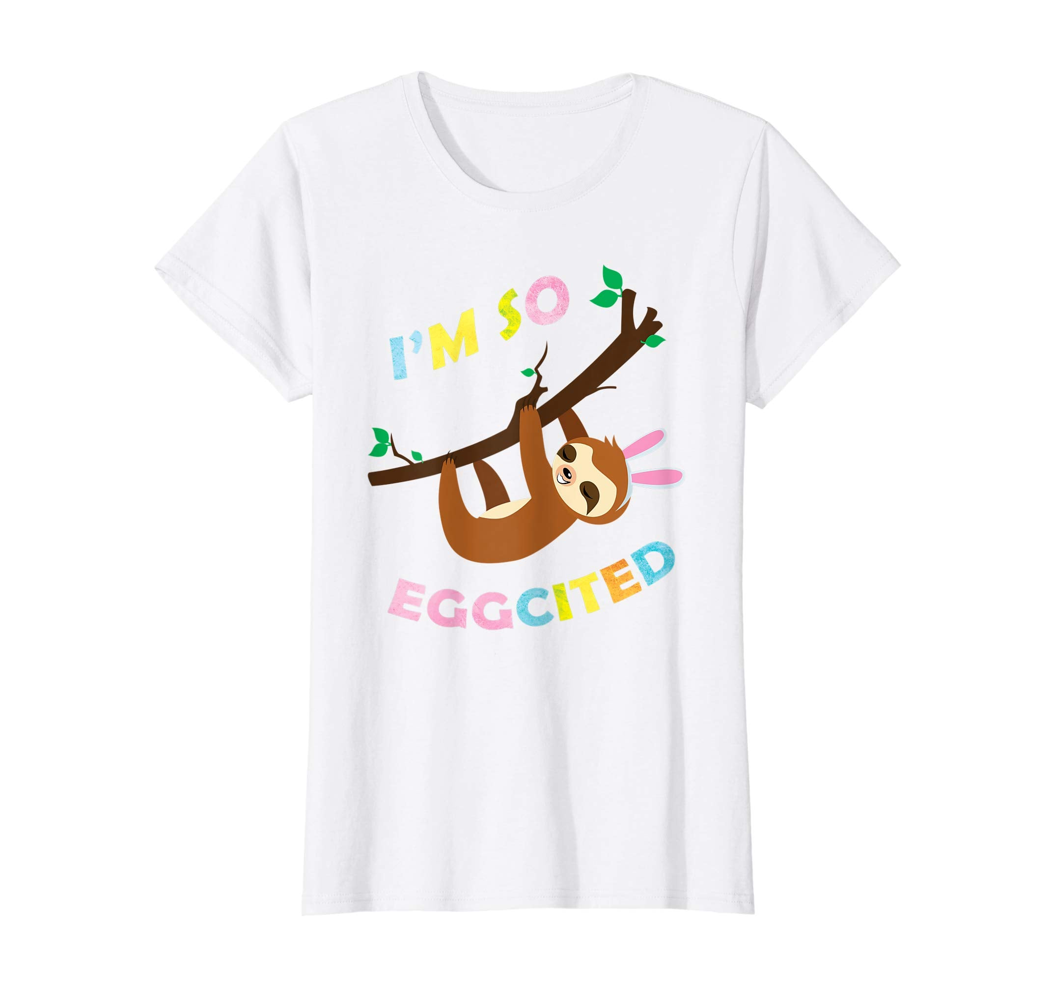 Funny Sloth Easter Shirt for Kids Women Men I'm So Eggcited