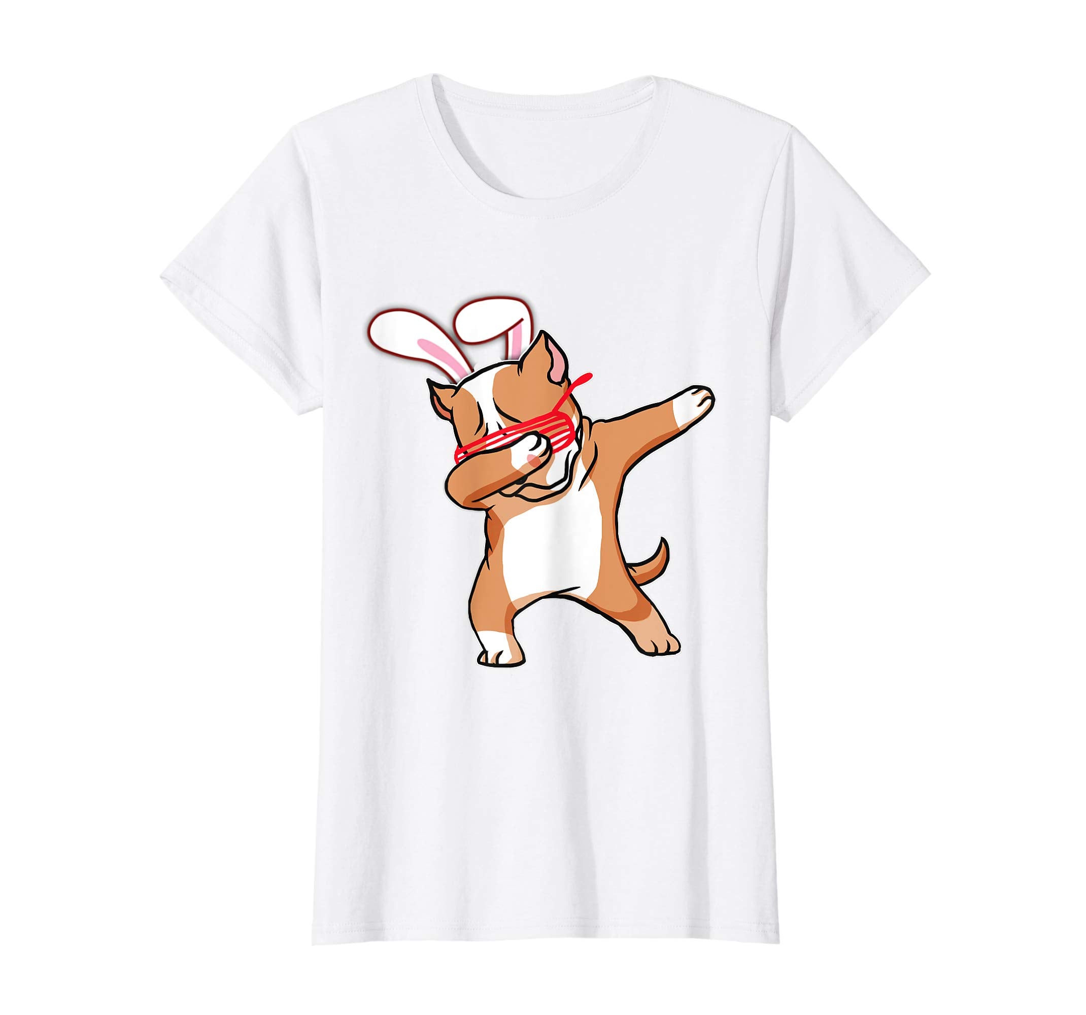 Easter Bunny Dabbing Pitbull Dog Tshirt Rabbit Ears Gift