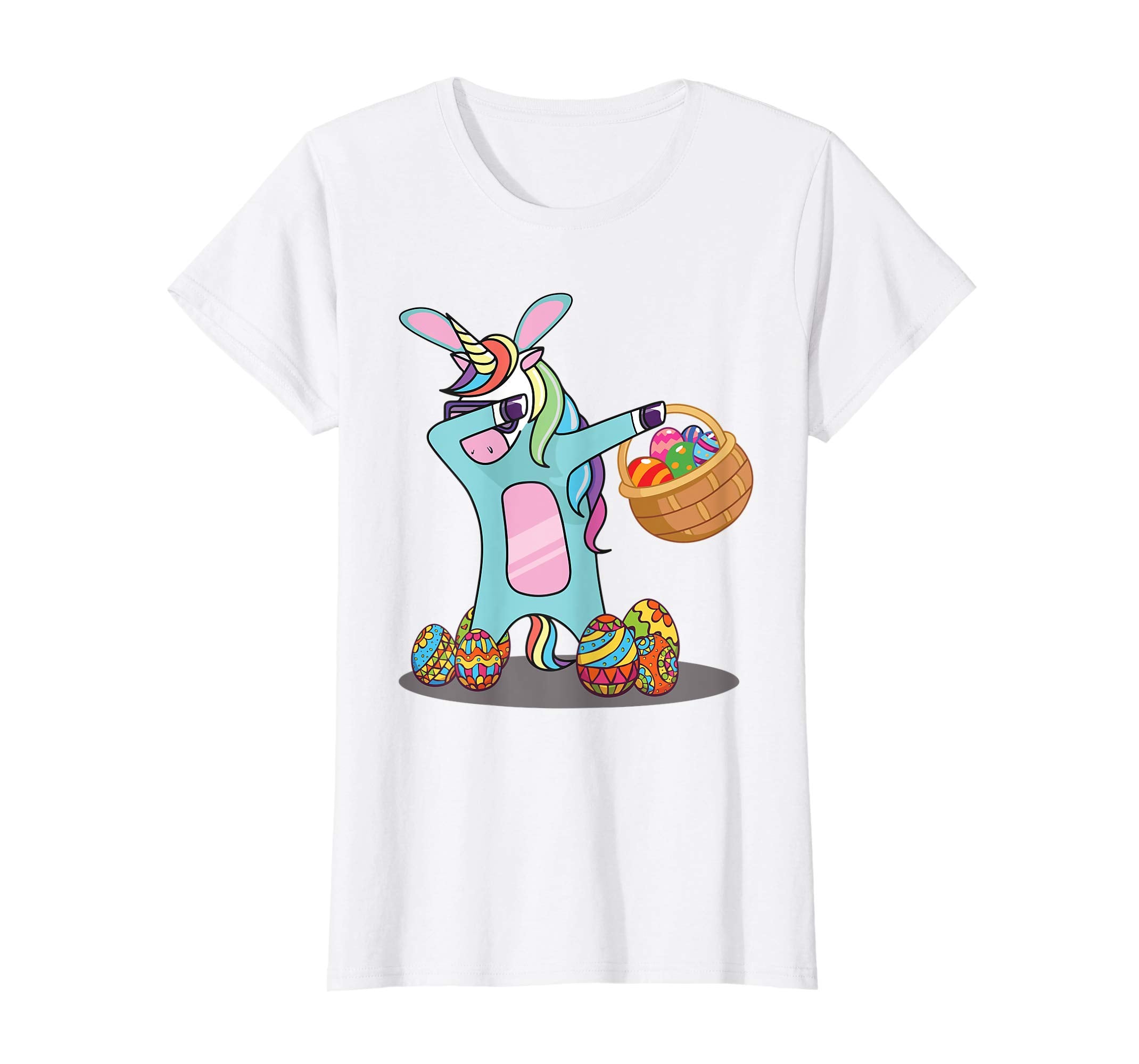 Cute Dabbing Unicorn Easter Bunny Egg Basket Tshirt Gifts