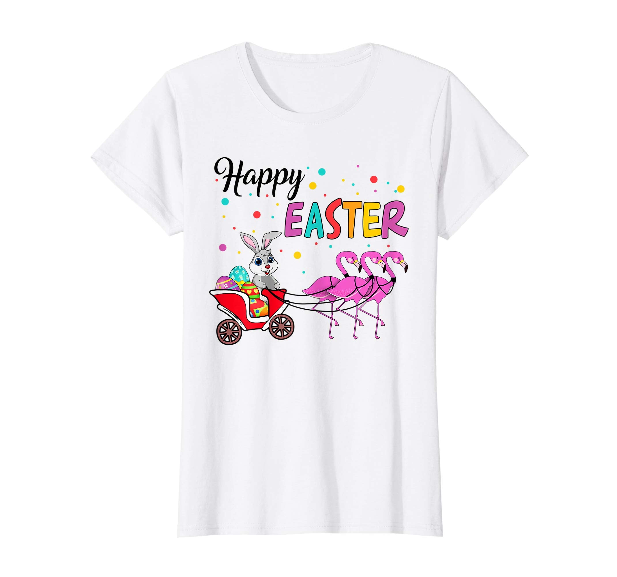 Funny Bunny With Flamingo Happy Easter T-shirt