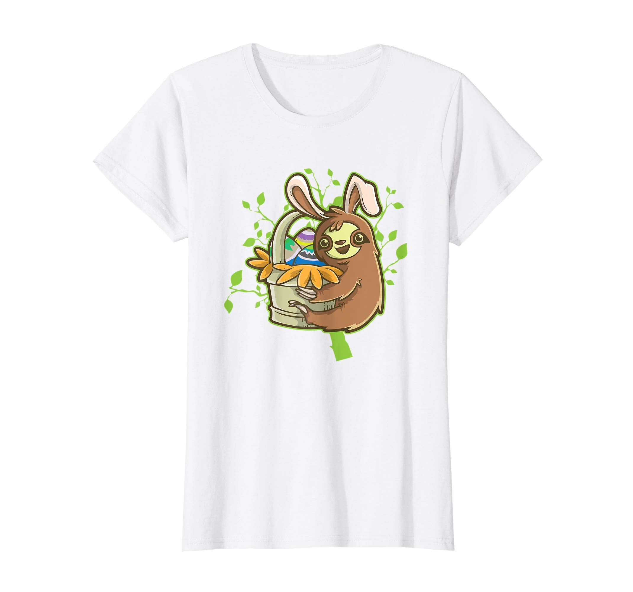 Kids Sloth Easter Bunny Ears T Shirt | Gift Idea Girl &amp; Boy