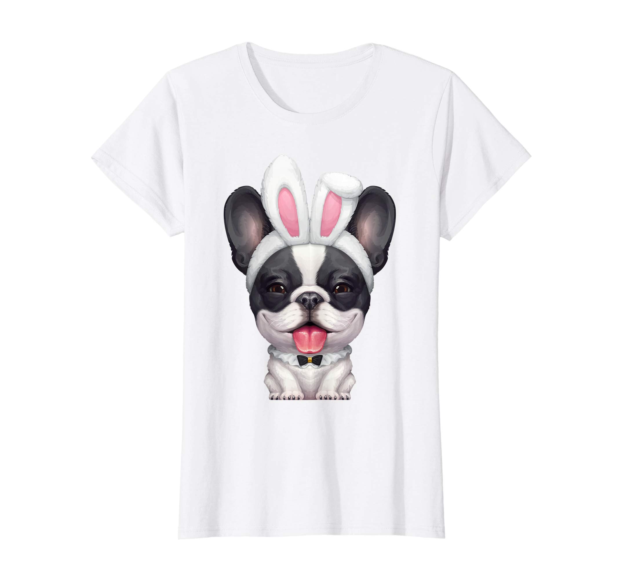 Black &amp; White French Bulldog in Easter Bunny Costume T-Shirt