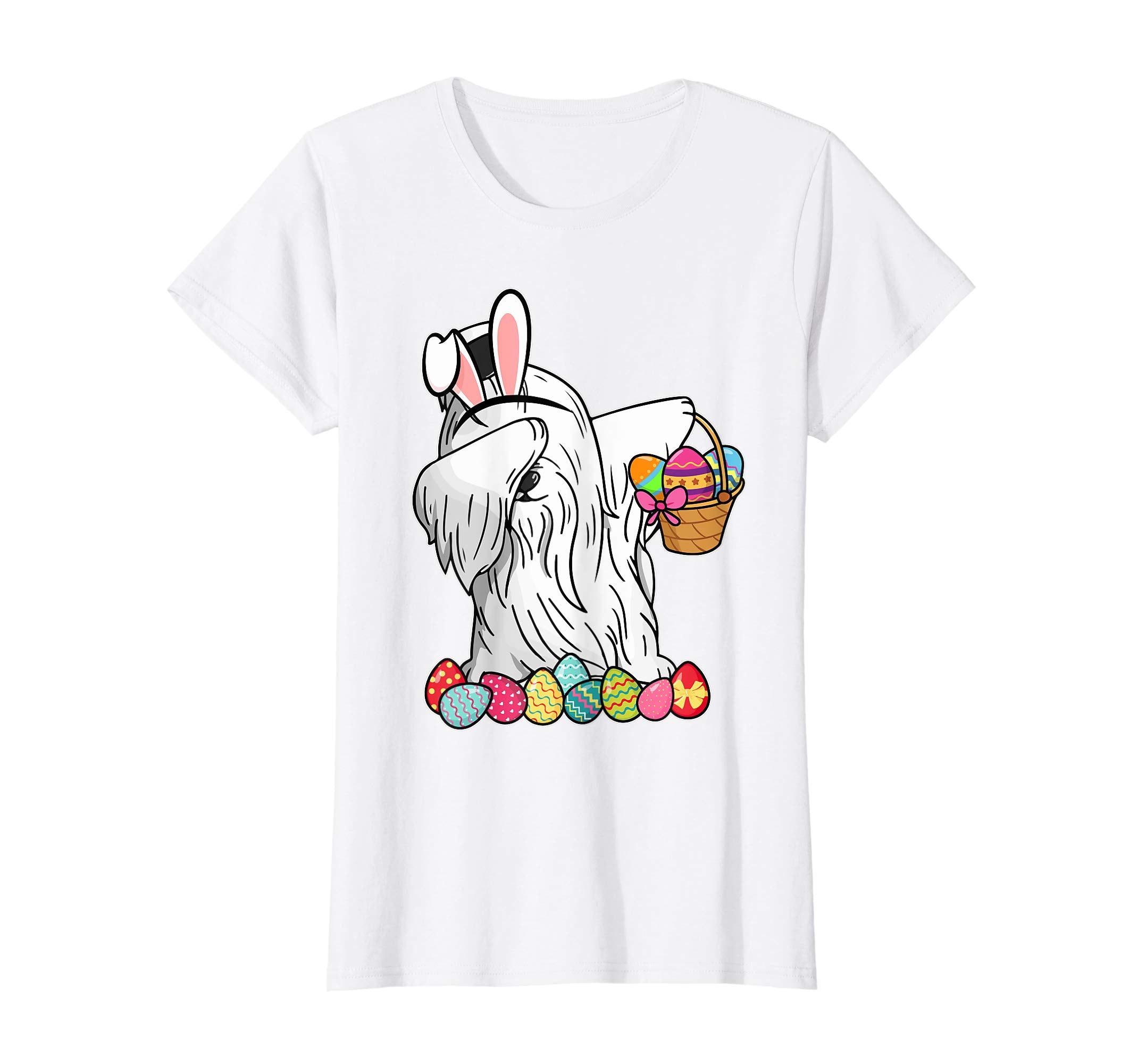 Maltese Dab Dabbing Dressed Easter Bunny Egg Basket T-Shirt