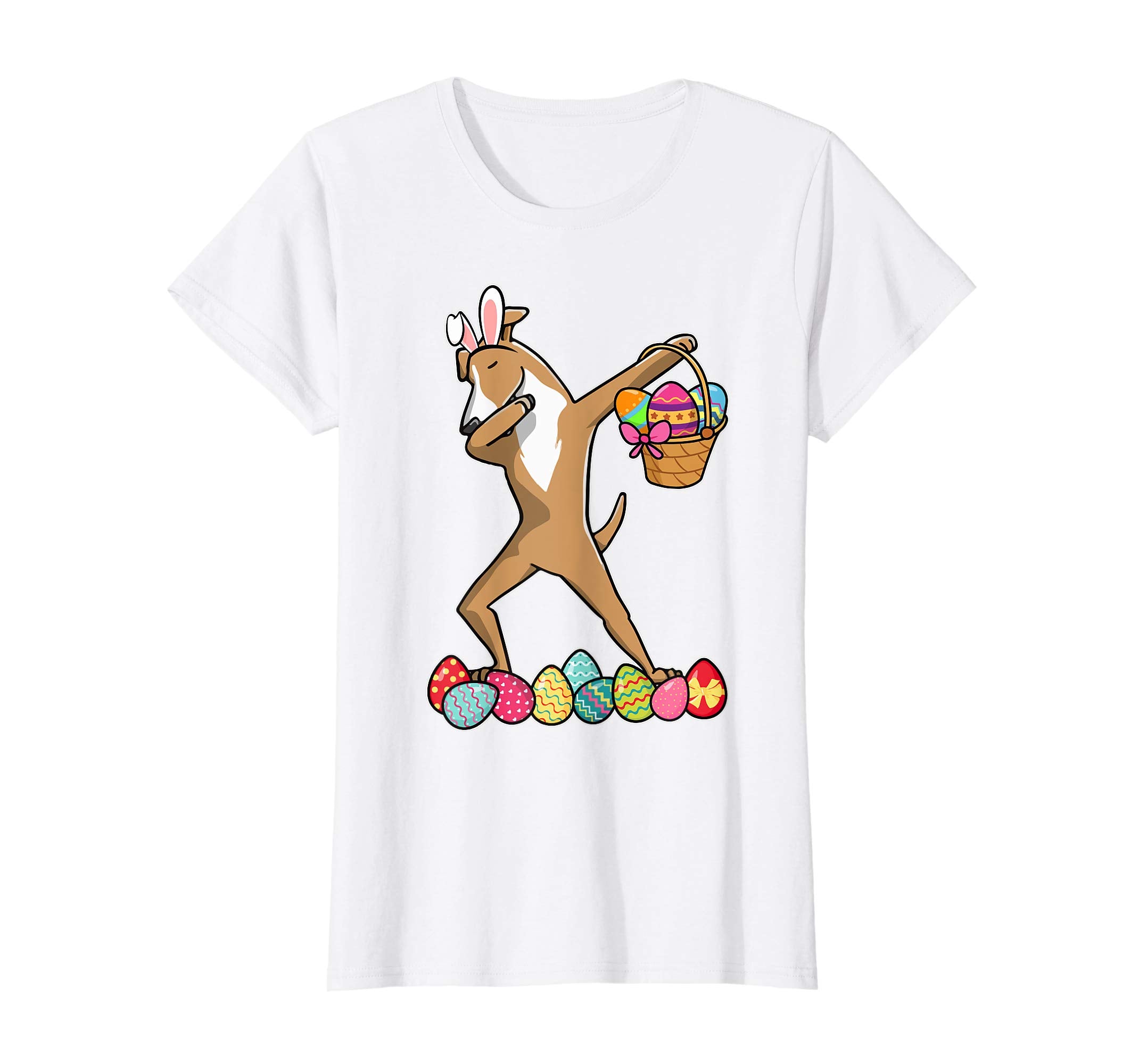 Greyhound Dabbing Easter Bunny Egg Basket Hunting T-Shirt