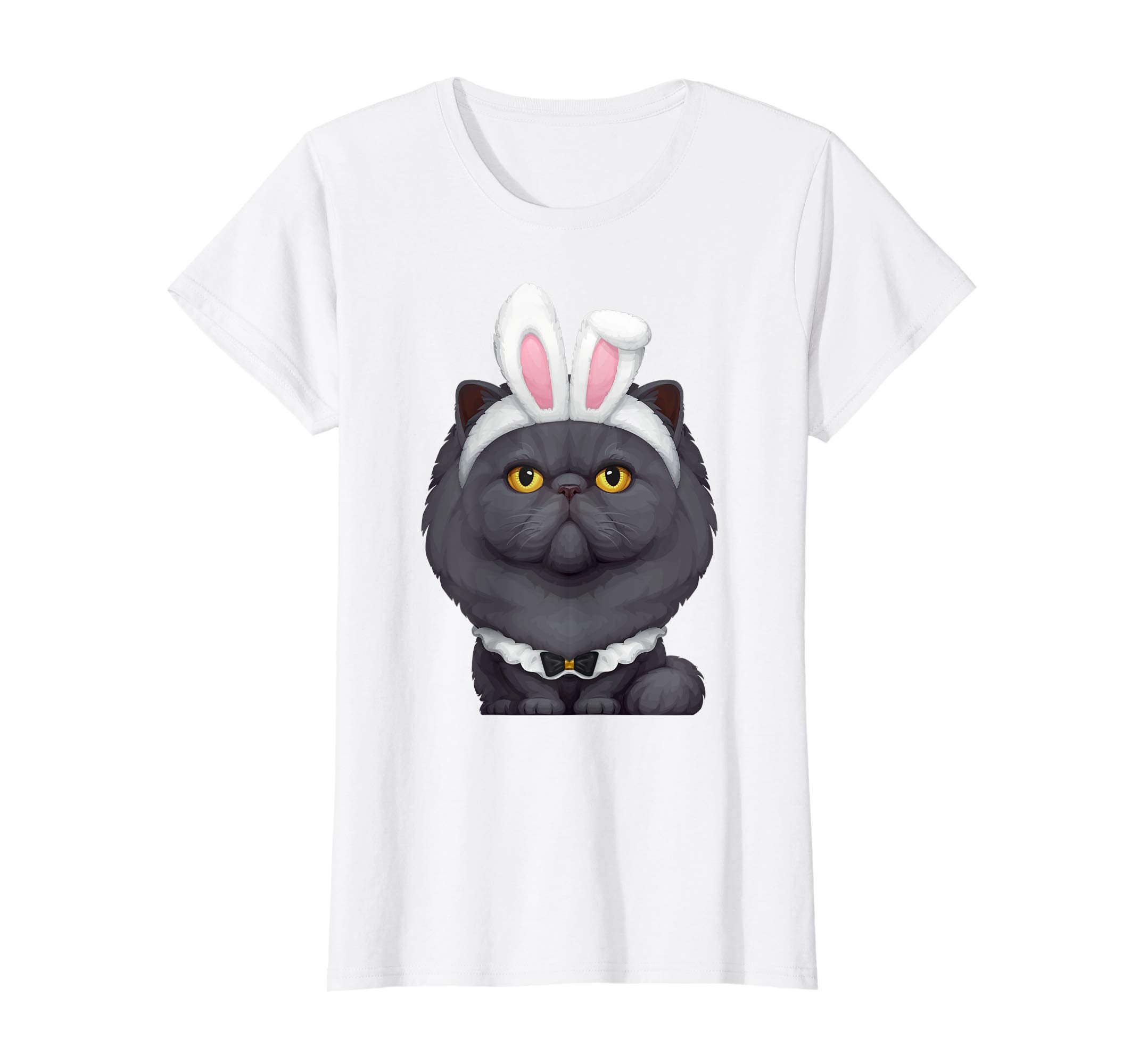 Black Persian Cat in the Easter Bunny Costume T-Shirt