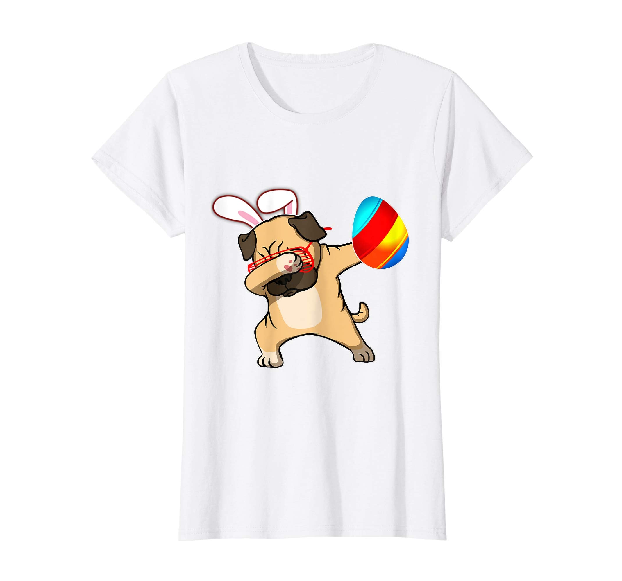 Easter Bunny Dabbing Pug Dog Tshirt Egg Ears Animal Gift