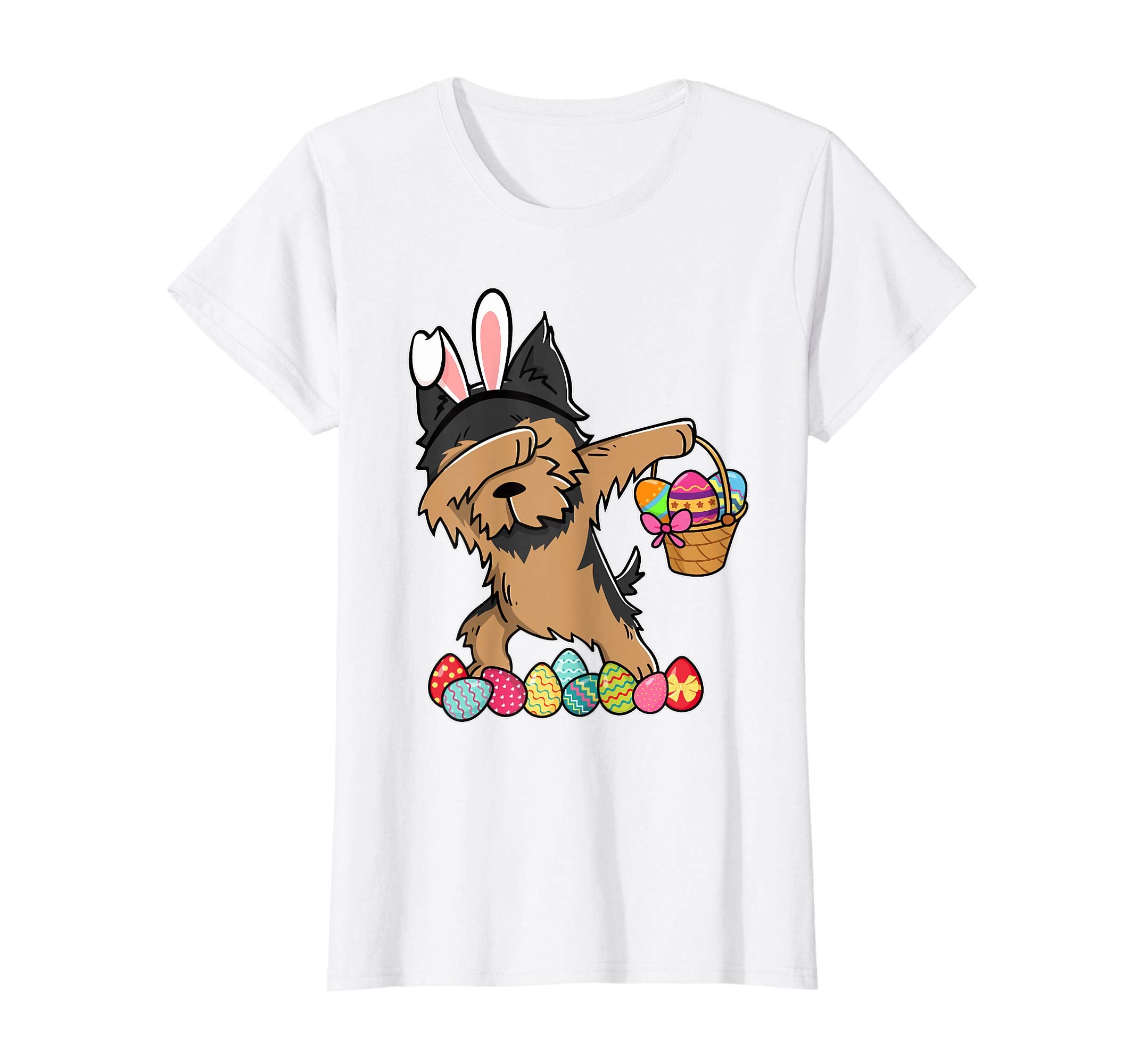 Yorkshire Terrier Dabbing Easter Bunny Egg Basket T-Shirt