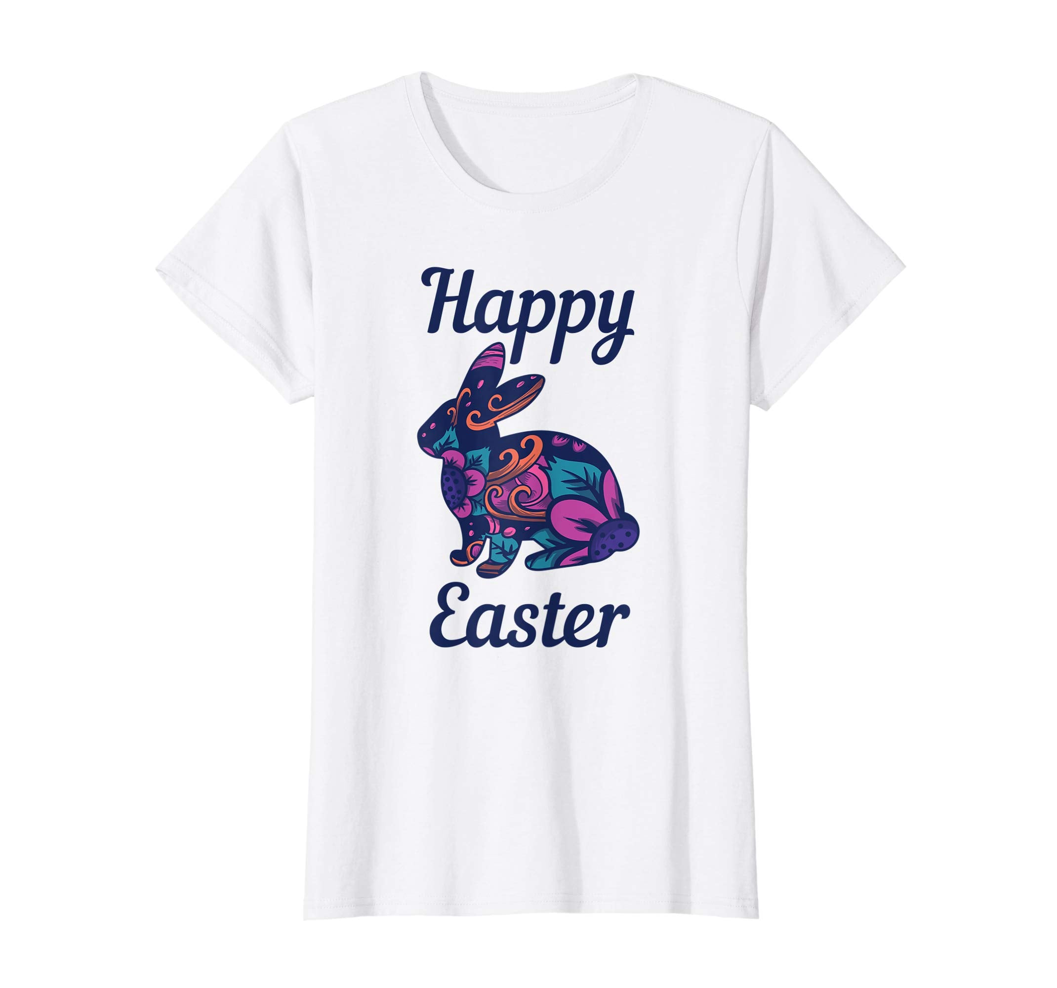 Easter T Shirt with Cute Bunny and Purple Flowers